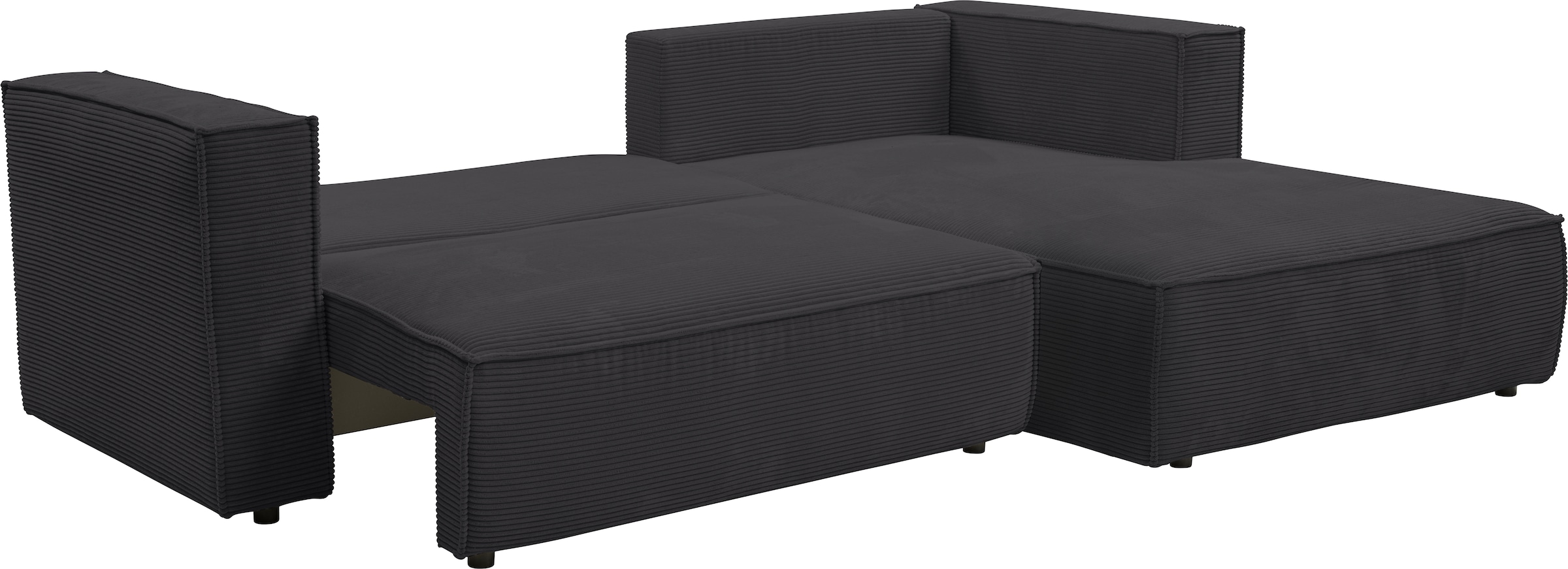 WERK2 Ecksofa »Atlanta-New 295 x 182 cm mit Bett & Bettkasten, Cord, zeitlos« Cord, L-Form, XXL, Schlaffunktion, Bettkasten