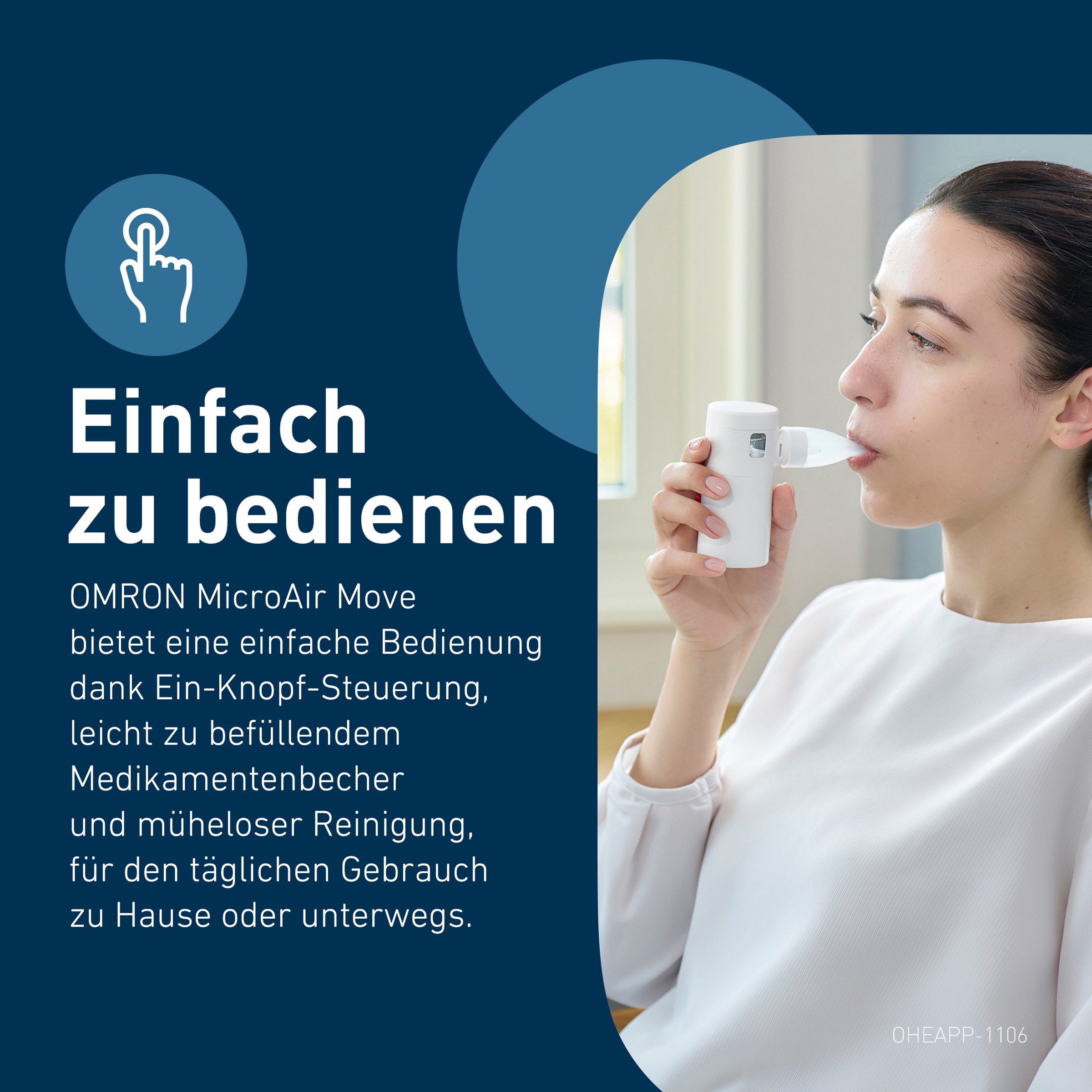 Omron Inhalationsgerät »MicroAir Move, besonders leise, für zu Hause und unterwegs« einfach, effizient, wiederaufladbar
