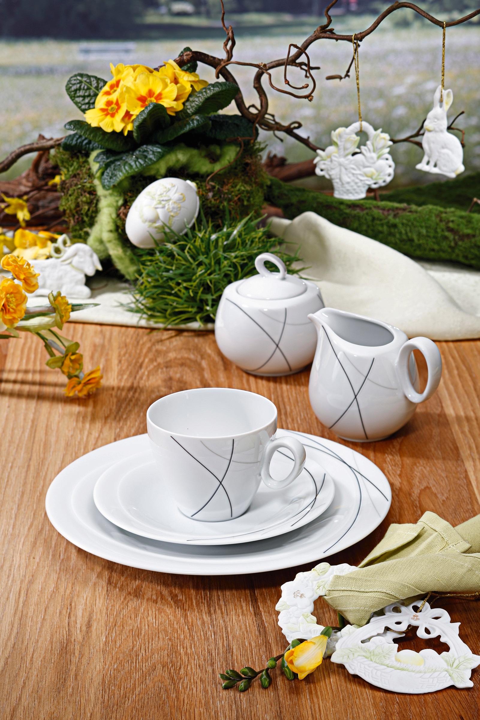 Seltmann Weiden Kaffeeservice »Geschirr-Set, Service Trio Highline«, (Set, 18 tlg.), Teller, Tassen, Untertassen, Made in Germany, 18 Teile, für 6 Personen
