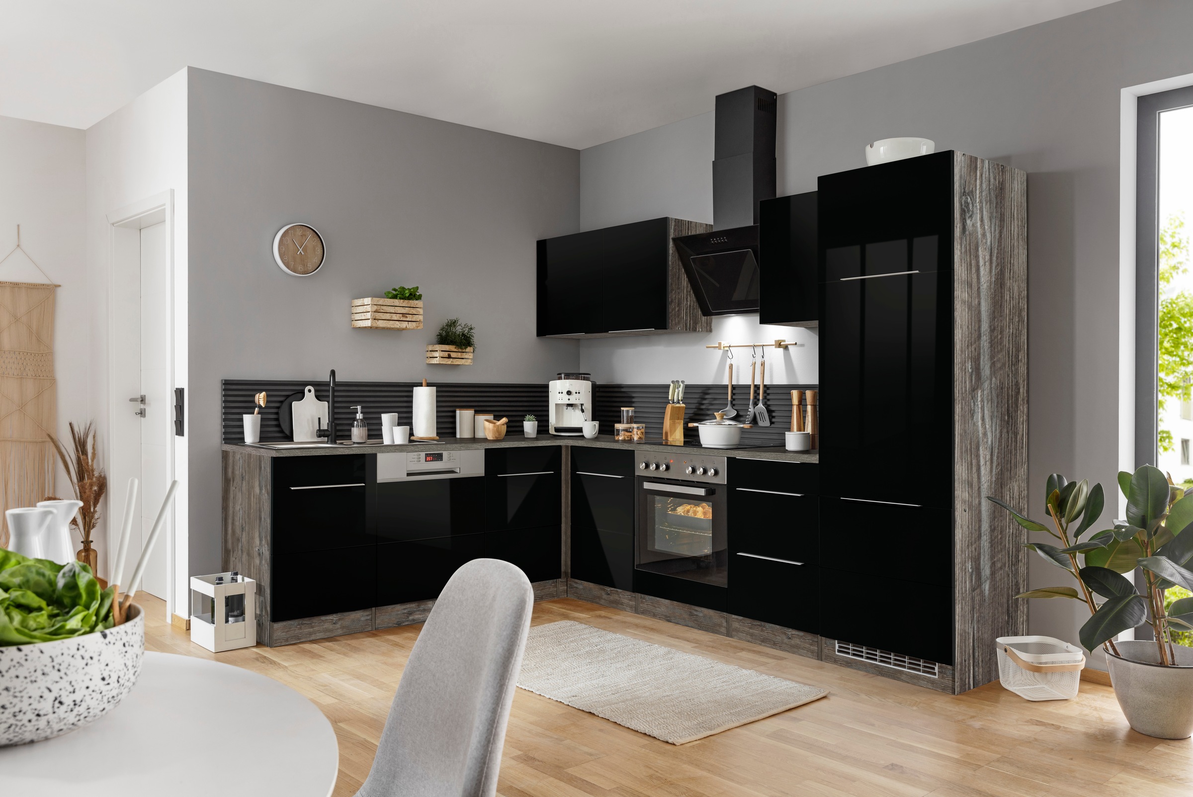 KOCHSTATION Winkelküche »KS-Brindisi«, Stellbreite 220/280 cm, wahlweise mit E-Geräten, mit MDF-Fronten
