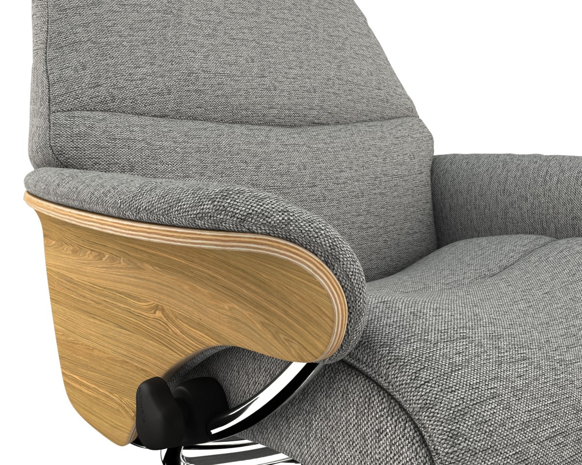 FLEXLUX Relaxsessel »Aarhus, Funktionsessel, Polstersessel, Armlehne, TV-Fernsehsessel,«, Relaxfunktion & Kopf- Rückenverstellung, Armlehne Eiche, Fuß Alu