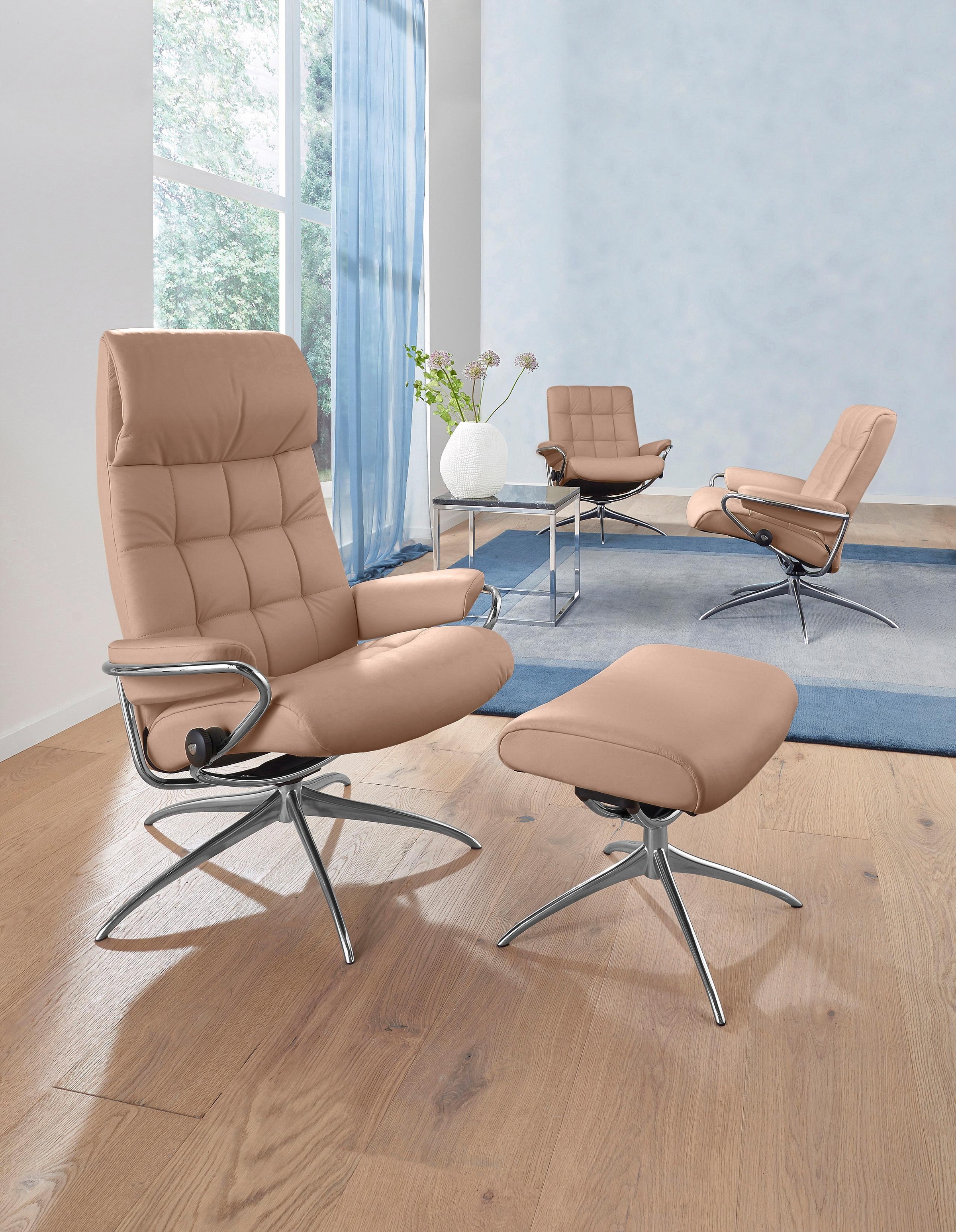 Stressless® Relaxsessel »London«, (Set, Relaxsessel mit Hocker), mit Hocker, High Back, mit Star Base, Gestell Chrom
