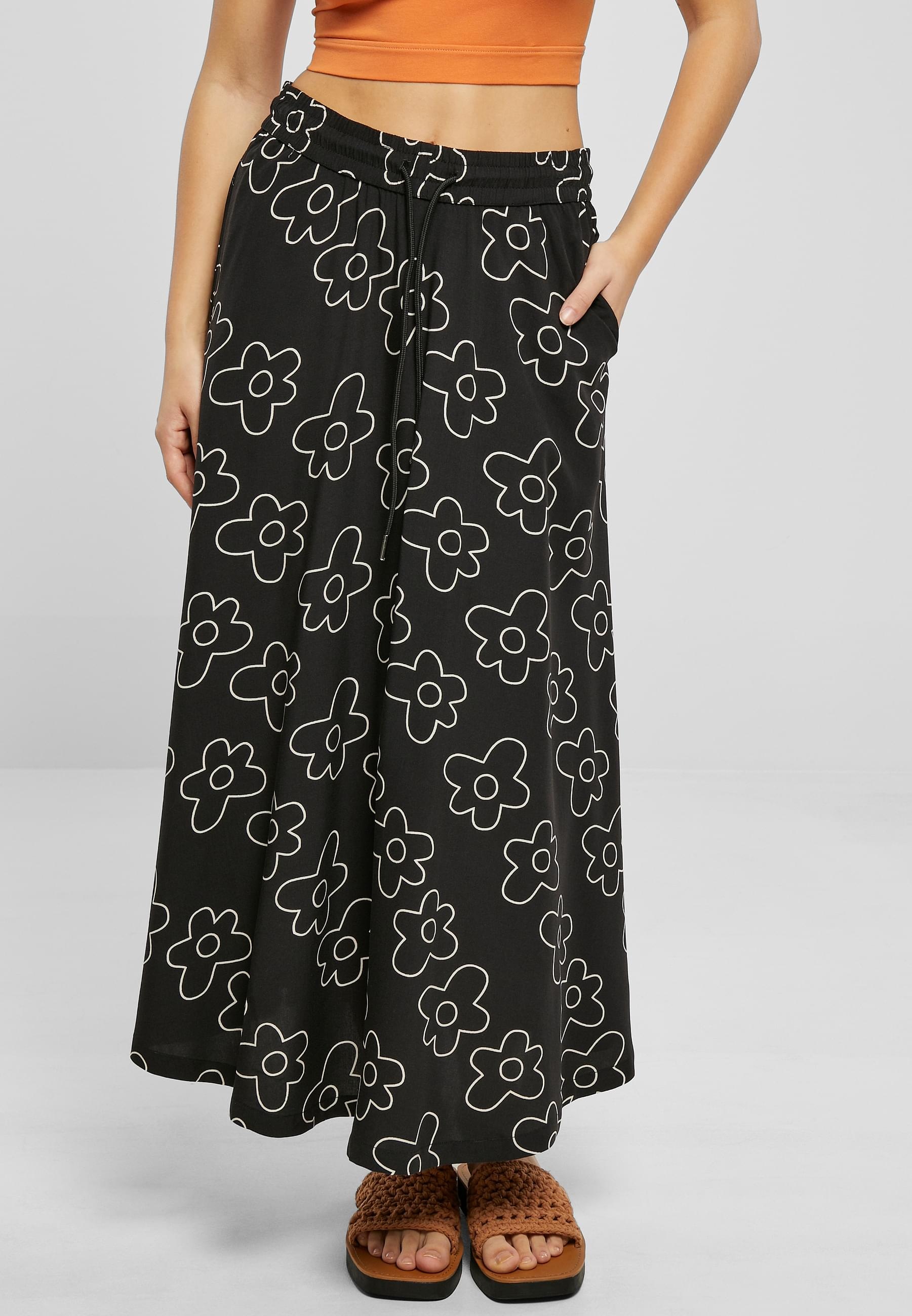 URBAN CLASSICS Jerseyrock »Urban Classics Damen Ladies Viscose Midi Skirt« 1 Stk.