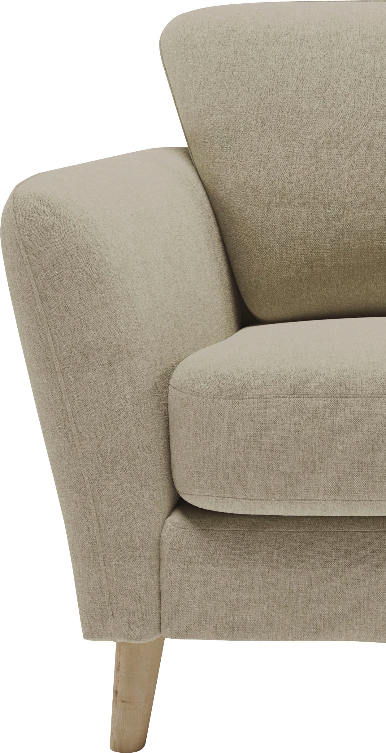 Home affaire Ecksofa »MARSEILLE 278/202 cm, L-Form, Ottom. rechts/links, verschiedene Bezüge«, Massivholzbeine Eiche, Landhausstil, Wellenunterfederung
