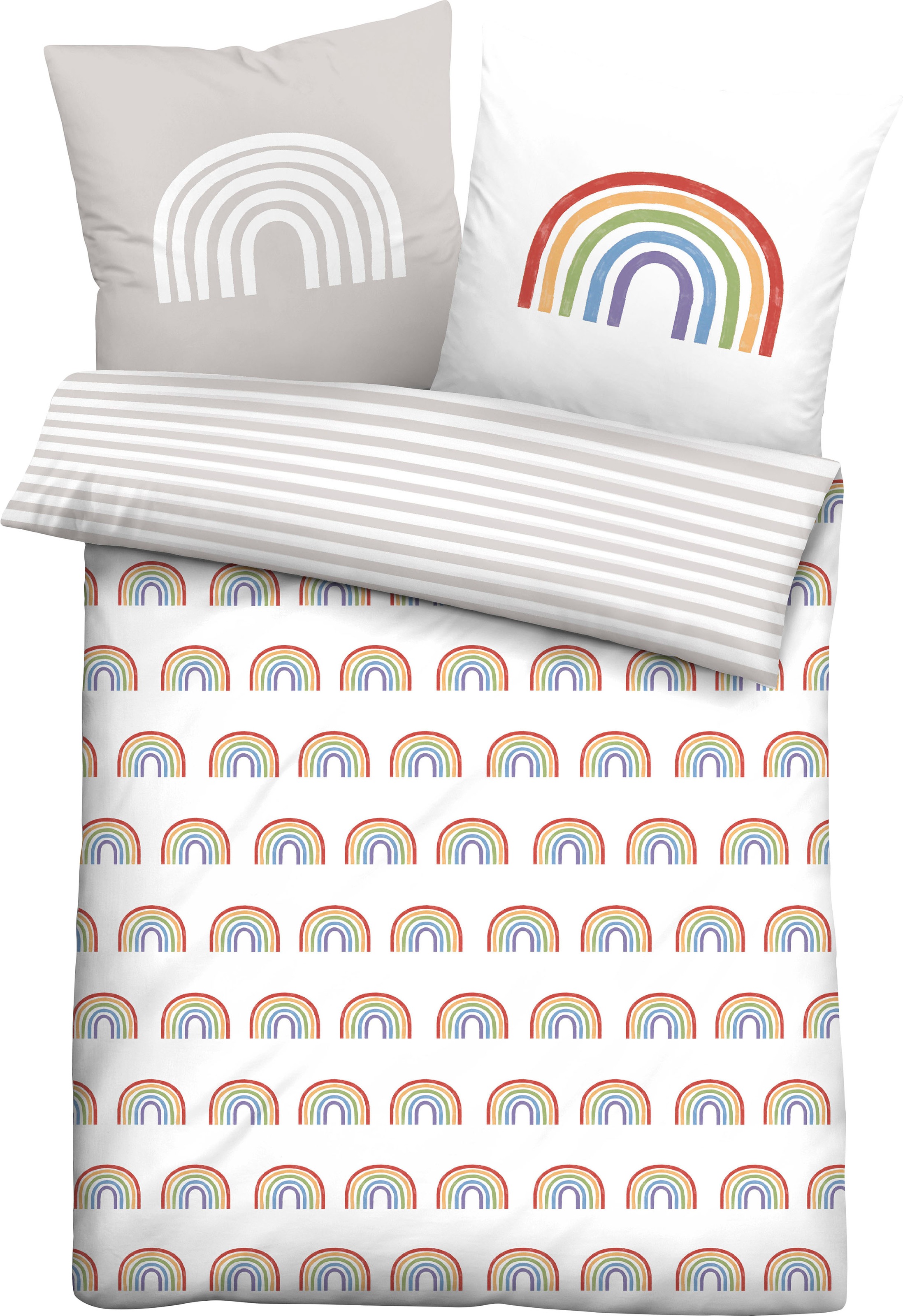 Biberna Kinderbettwäsche »Fabio«, mit tollem Regenbogen günstig online kaufen
