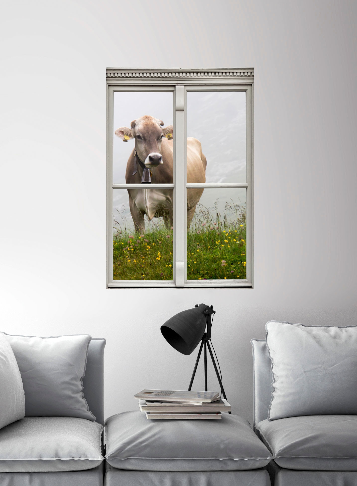 queence Wandsticker »Kuh«, Wandsticker, Wandbild, selbstklebend, 3D, Fenster