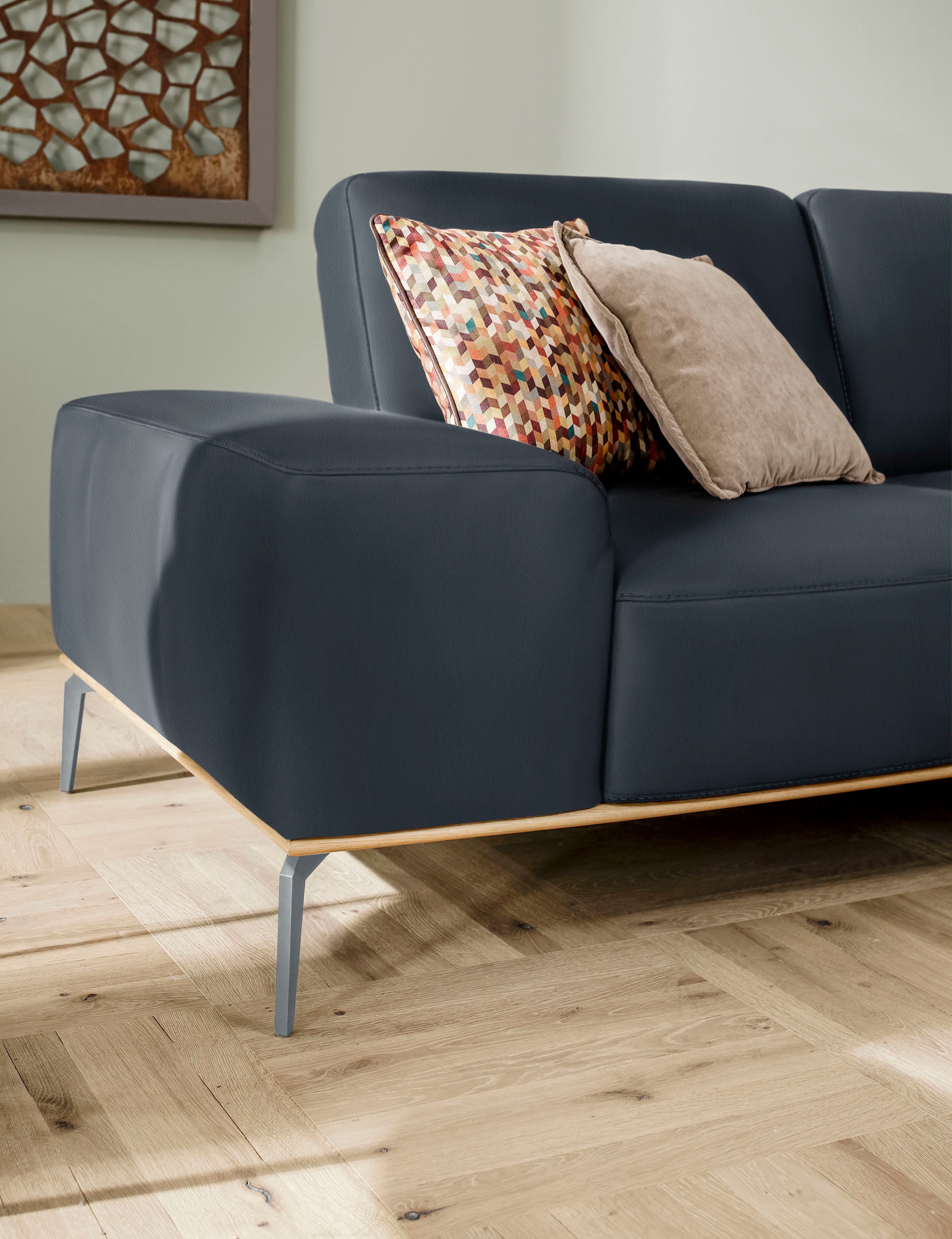 W.SCHILLIG Ecksofa »run, Designsofa mit tollem Sitzkomfort, bequem, L-Form«, mit elegantem Holzsockel, Füße in Silber matt, Breite 299 cm