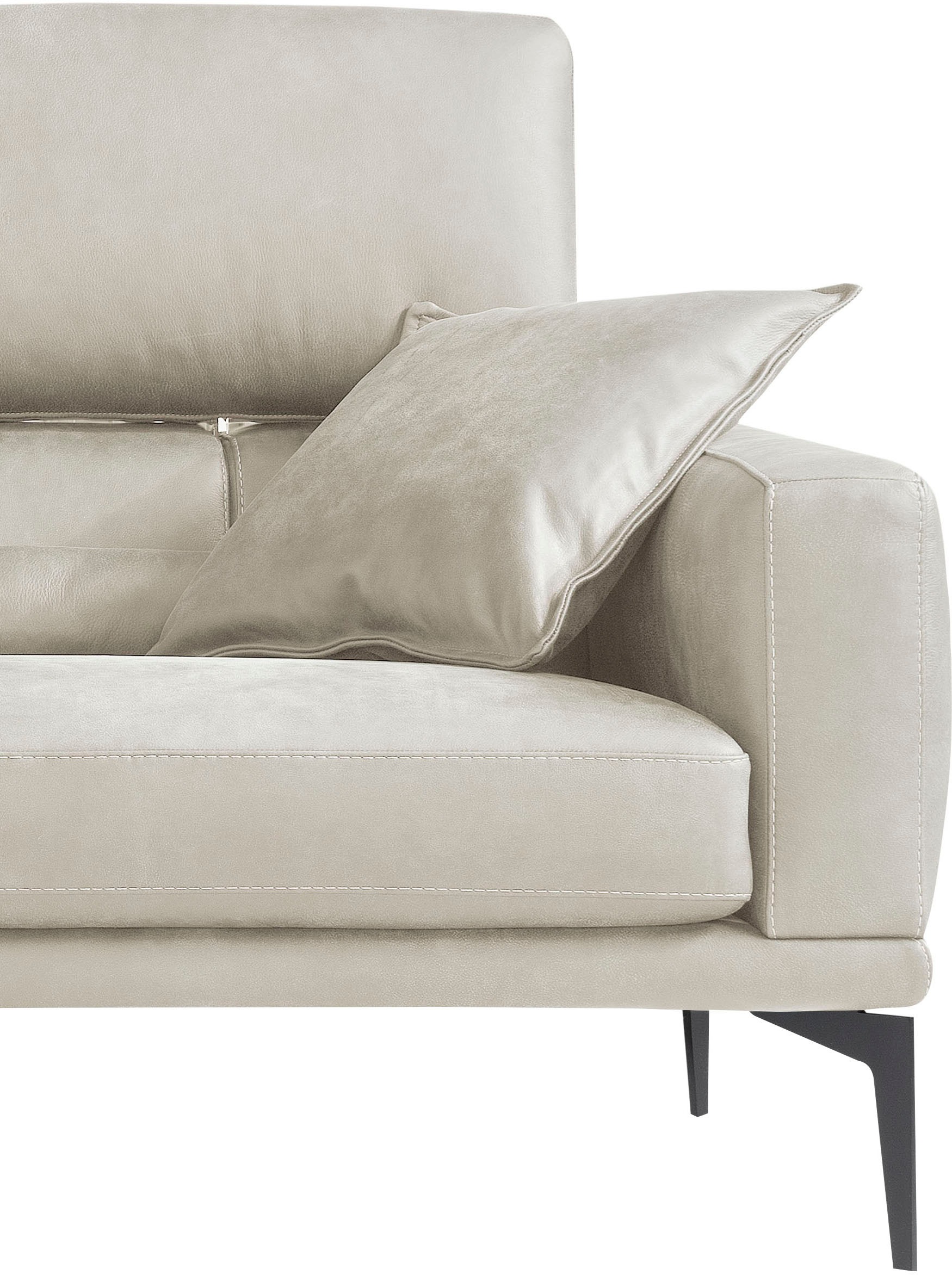Egoitaliano 2,5-Sitzer »Masu, Designsofa mit erstklassigem Sitzkomfort, Breite 218cm« inkl. 2 Kissenrollen, Rückenelemente manuell verstellbar, Metallfüße