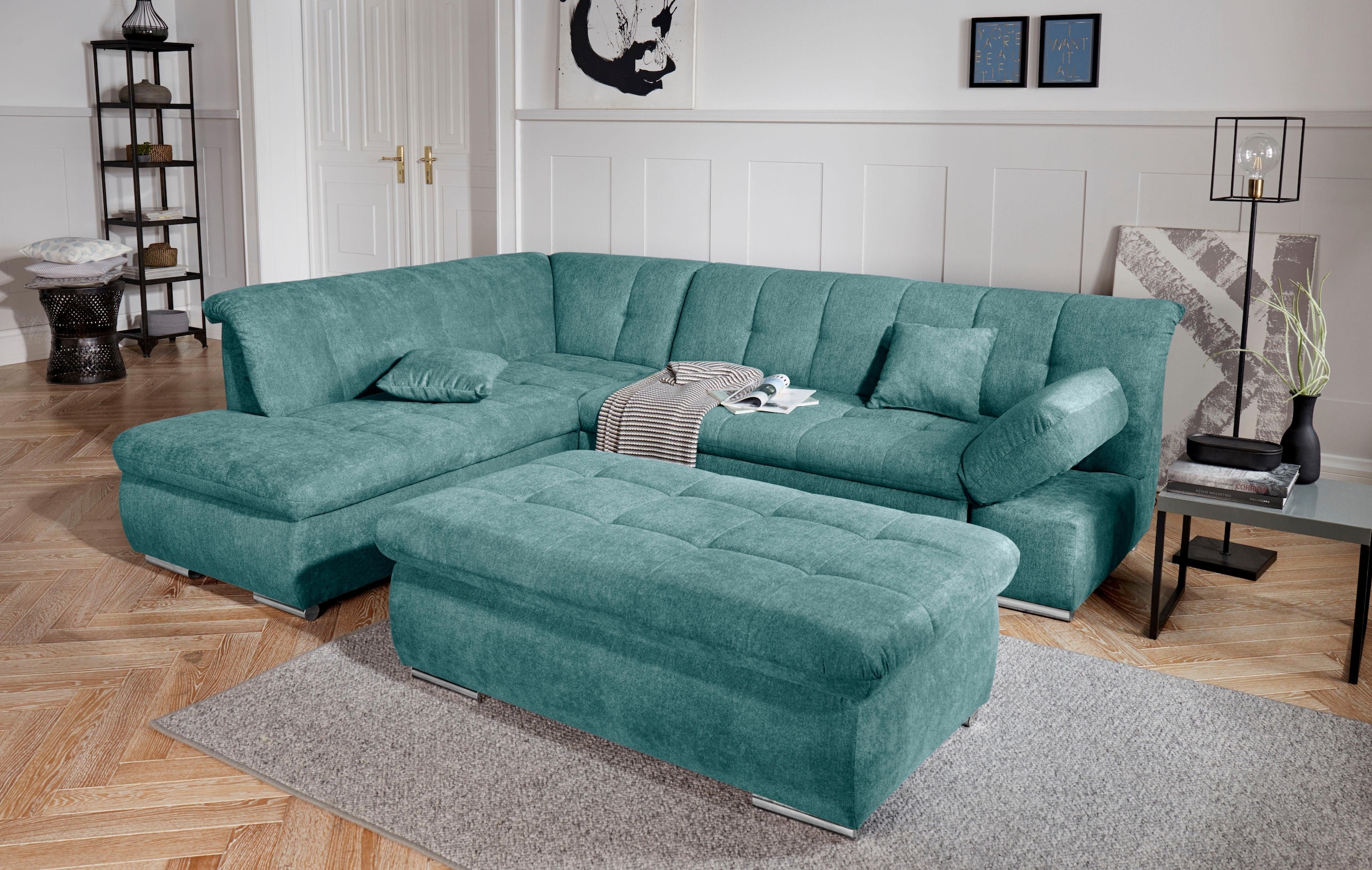 DOMO collection Ecksofa »Mona L-Form«, wahlweise mit Bett- und Armlehnfunktion