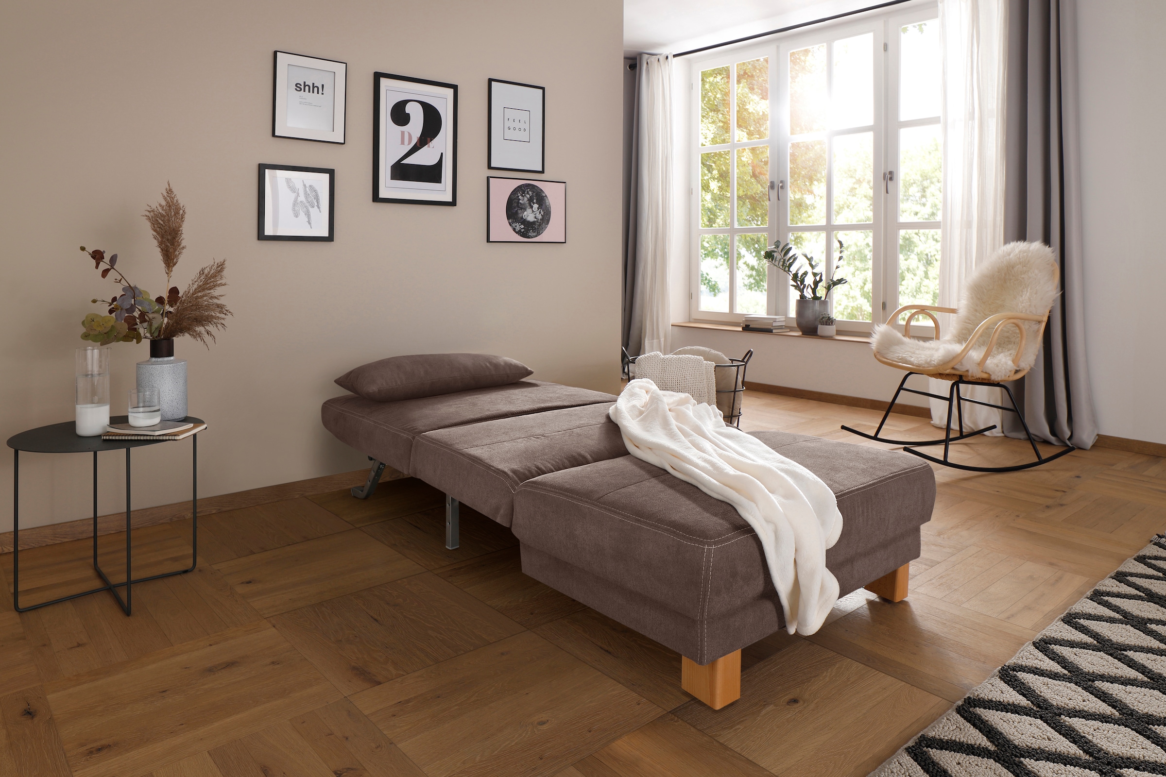 Home affaire Schlafsofa »Gina«, vom Sofa zum Bett mit einem Handgriff, in 4 Breiten, Nierenkissen