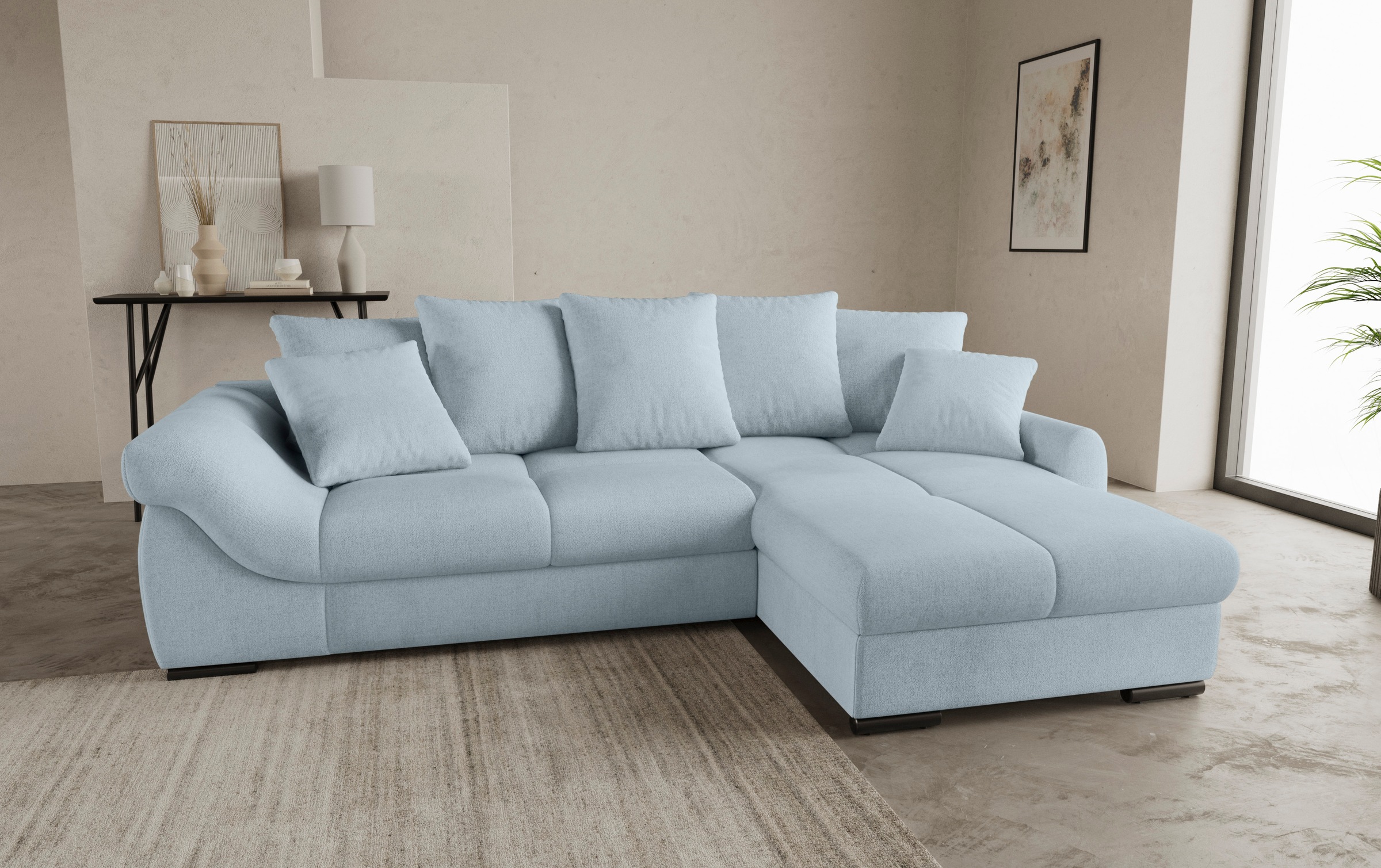 Mr. Couch Ecksofa »Livorno L-Form«, inkl. Hochschläfer-Bettauszug, XL-Bettkasten weiß beschichtet