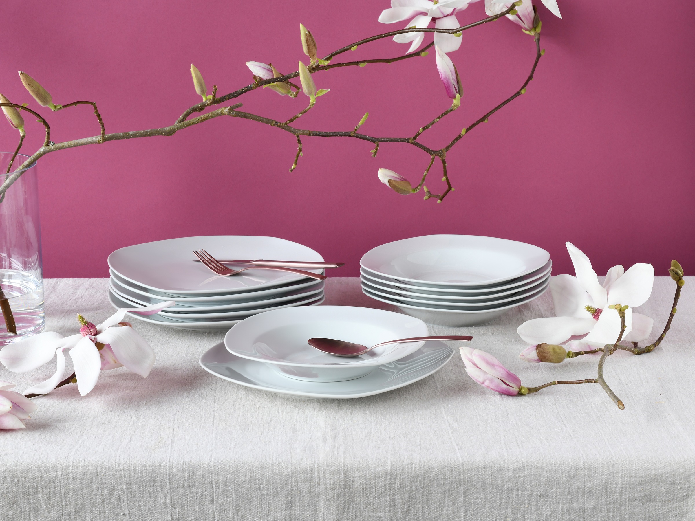 CreaTable Teller-Set »Amelie Weiß, Tellerset 18-tlg«, (Set, 18 tlg.), Daily Use, Zeitlos