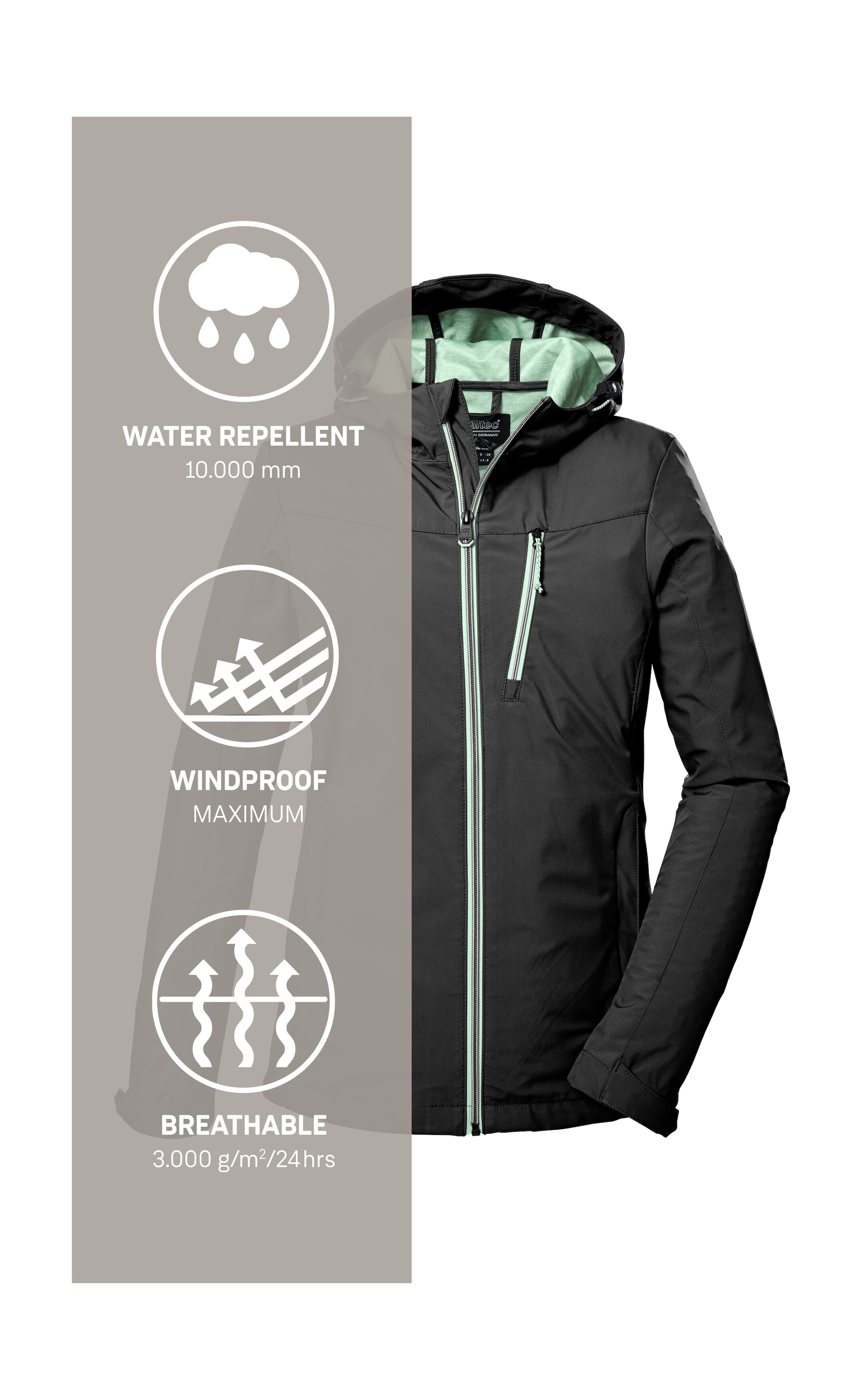 Killtec Softshelljacke »KOS 89 WMN SFTSHLL JCKT«, Damen Softshelljacke: Wind-und wasserdicht, atmungsaktiv, PFAS-frei