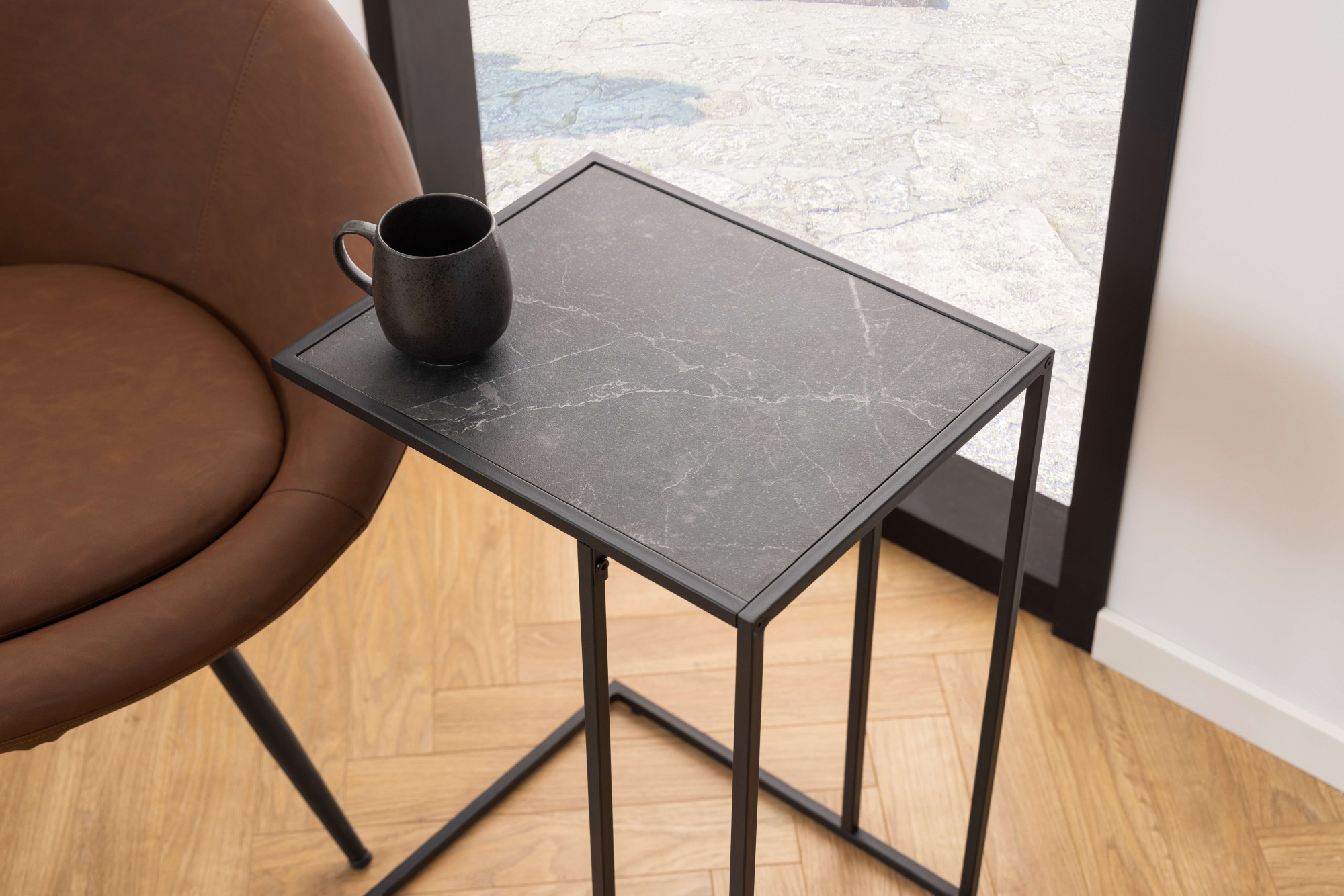 ACTONA GROUP Beistelltisch »Infinity«, Ecktisch, Tischplatte in Marmoroptik, Metallgestell, H: 63 cm