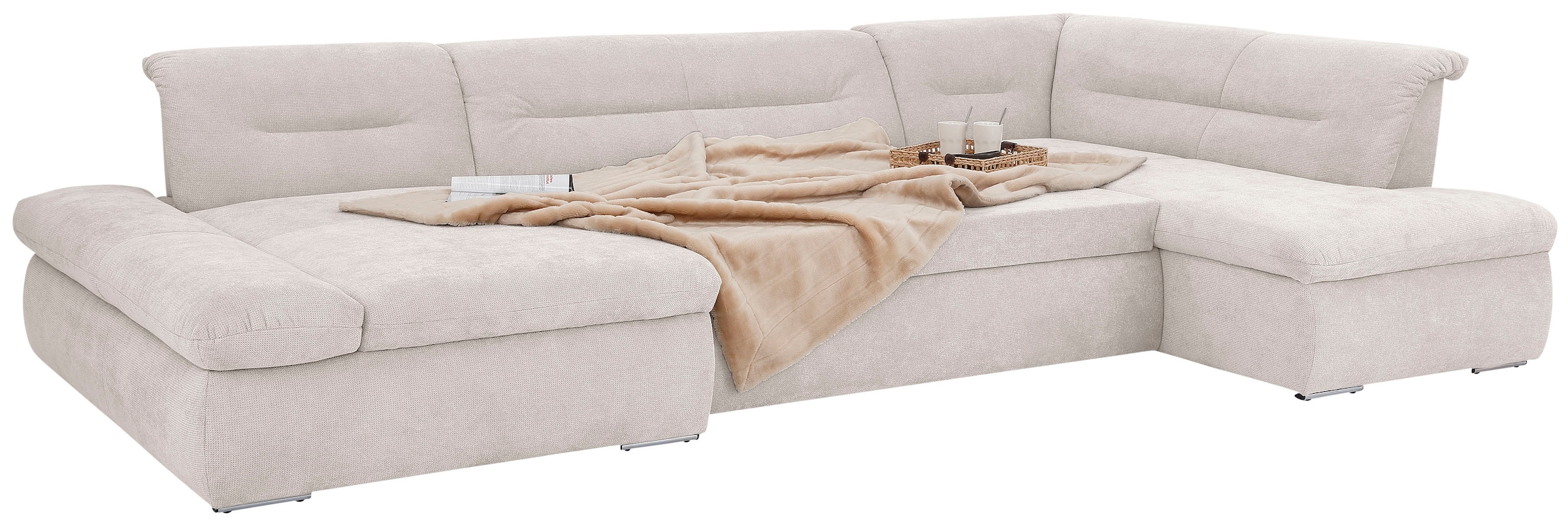 INOSIGN Wohnlandschaft »Avesa U-Form«, Wahlweise mit Armteilverstellung und Bettfunktion, B/T/H: 355/216/80cm