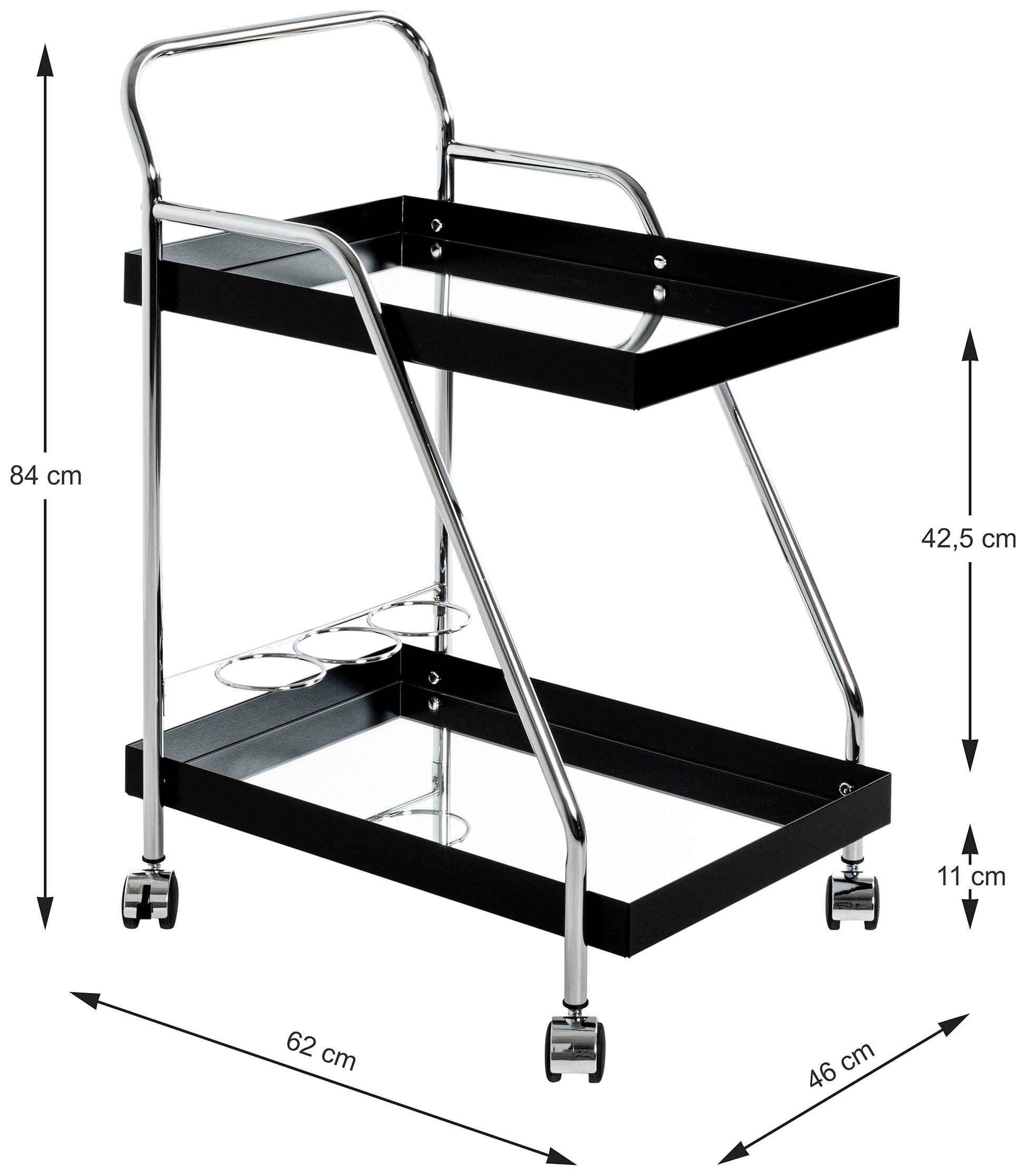 HAKU Servierwagen »Dinett, Kaffeetisch, Küchenwagen, Serviertisch, Teewagen, Trolley« 1 Stk. tlg. rechteckig - aus Metall Silber B/T/H 62/46/84 cm