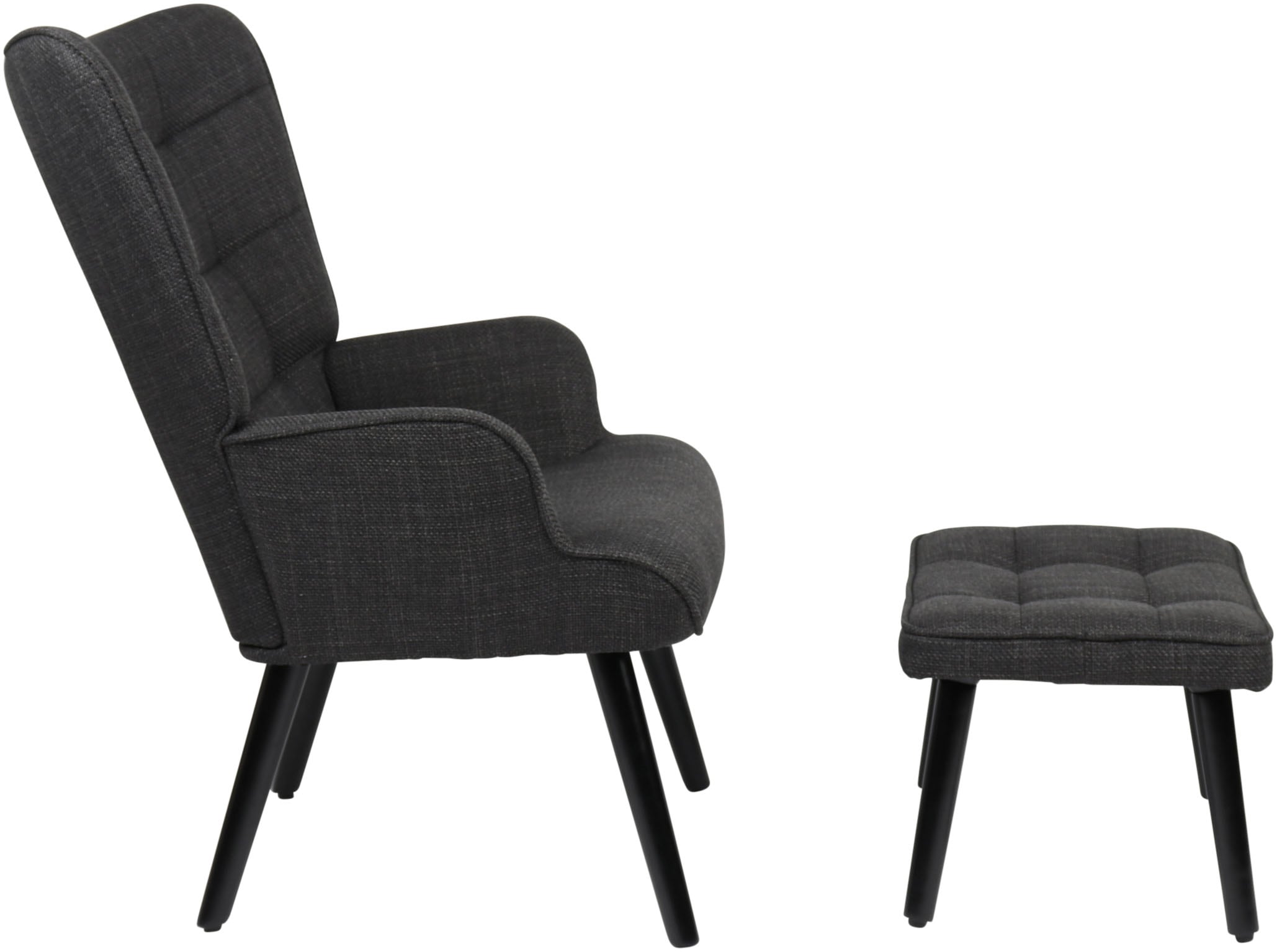 HELA Loungesessel »PAROS«, (Set, 2 St., Sessel mit Hocker), Sessel mit Hocker;Loungesessel;4-Fuß Massiv;Webstoff;Armlehnen