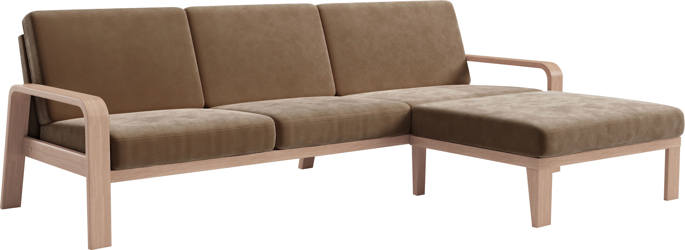 sit&more Ecksofa »Kolding L-Form«, Armlehnen aus Buchenholz in natur, verschiedene Bezüge und Farben