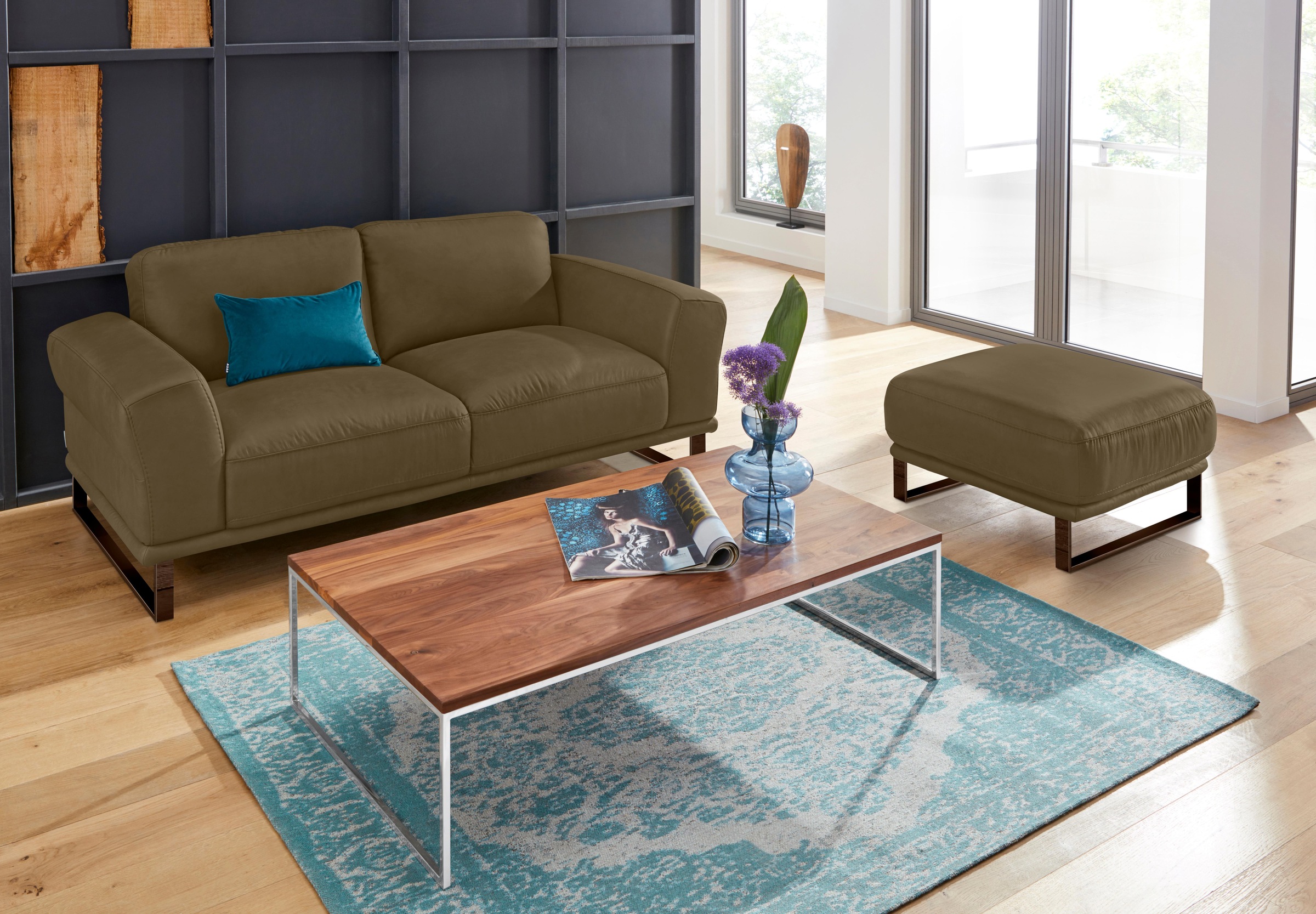 W.SCHILLIG Hocker »montanaa«, mit Metallkufen in Bronze pulverbeschichtet, Breite 71 cm
