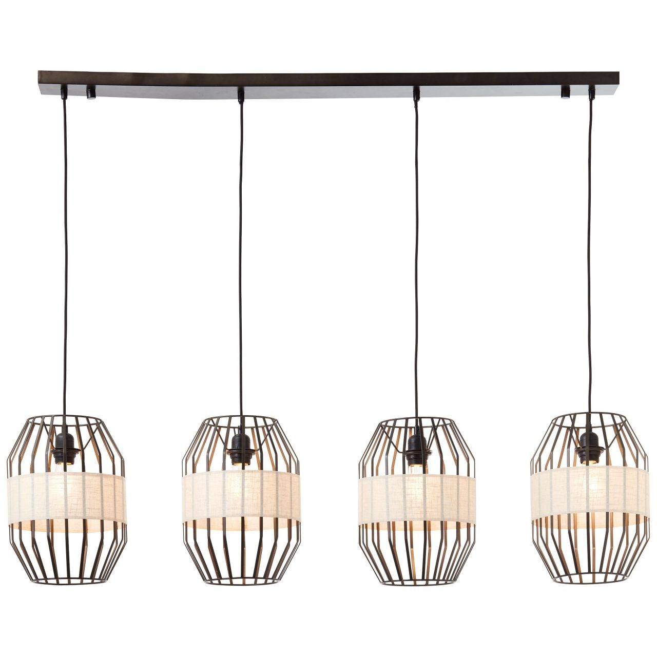 Brilliant Pendelleuchte »Slope« E27 1 Stk. 4flg schwarz/natur