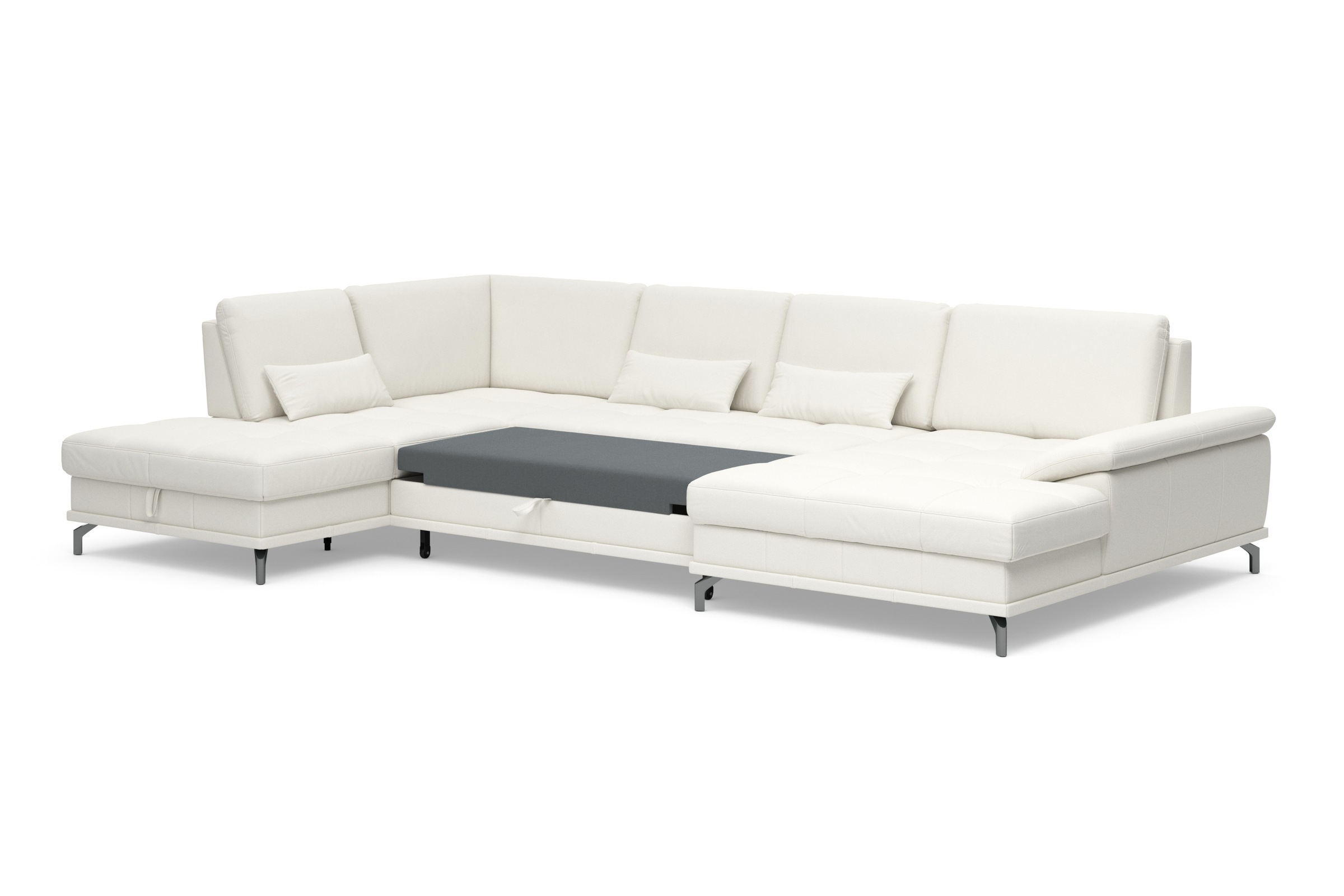 Places of Style Wohnlandschaft »Costello U-Form, mit Sitztiefenverstellung, Armteilverstellung und«, 3 Nierenkissen, optional Bettfunktion und Bettkasten