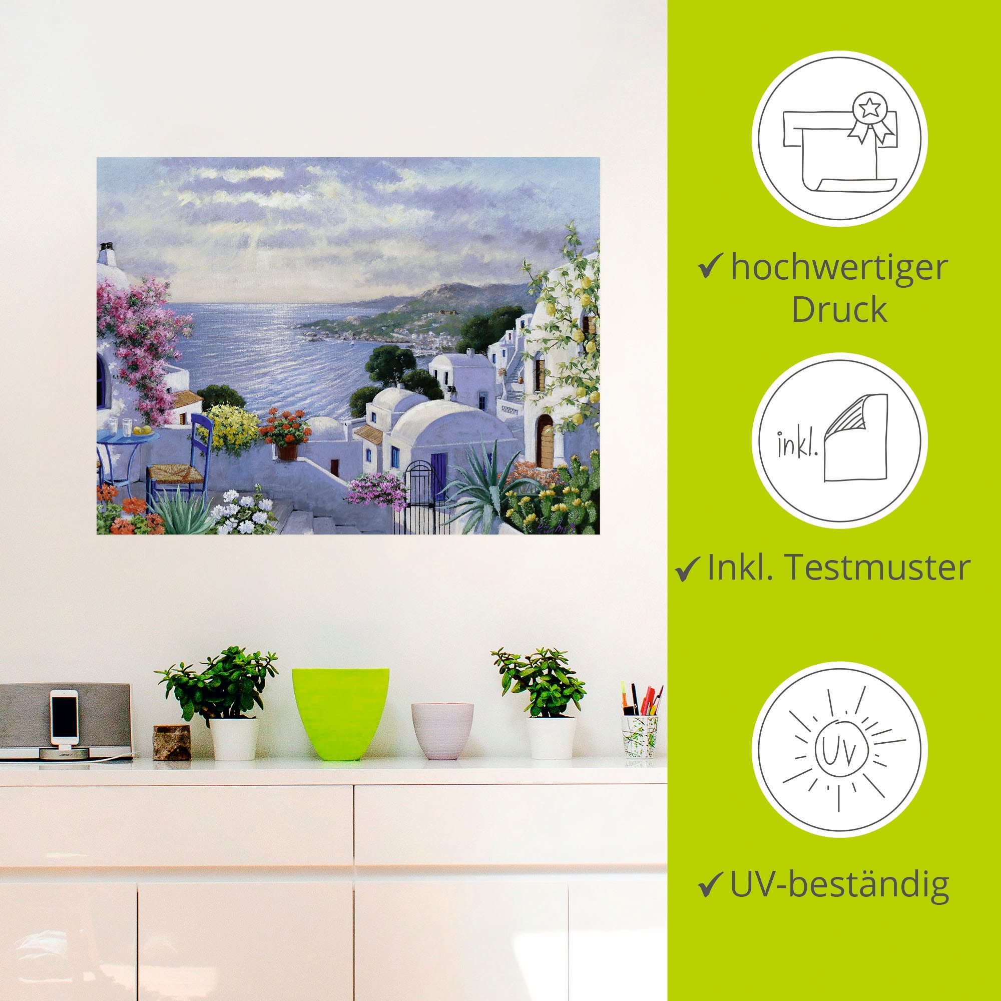Artland Wandbild »Funkelndes Griechenland«, Gewässer, (1 St.), als Leinwandbild, Poster, Wandaufkleber in verschied. Größen