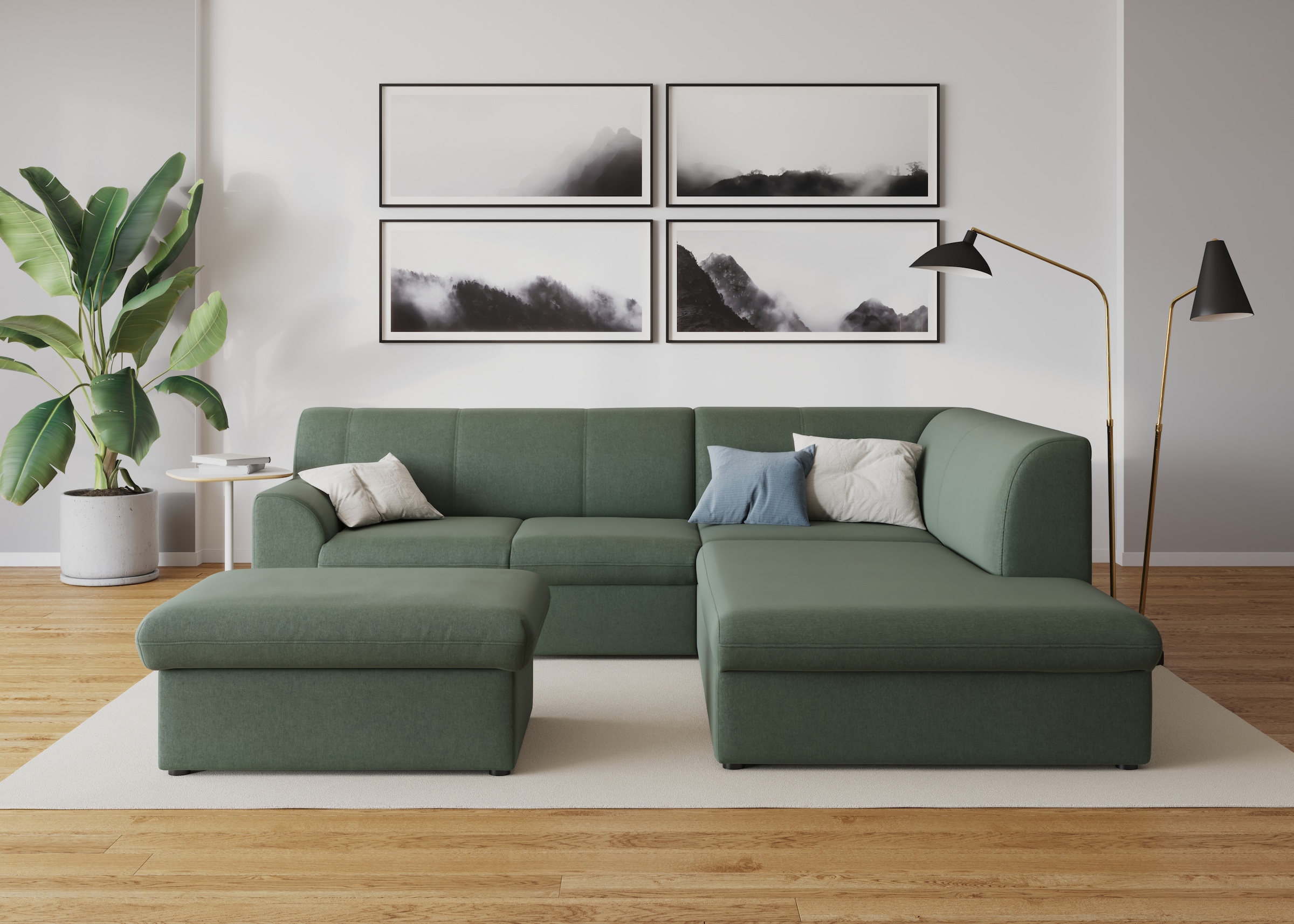 DOMO collection Ecksofa »Topper zeitlos elegant, kompakte Stellmaße, OTTOs Choice, L-Form«, mit Ottomane, wahlweise mit Schlaffunktion