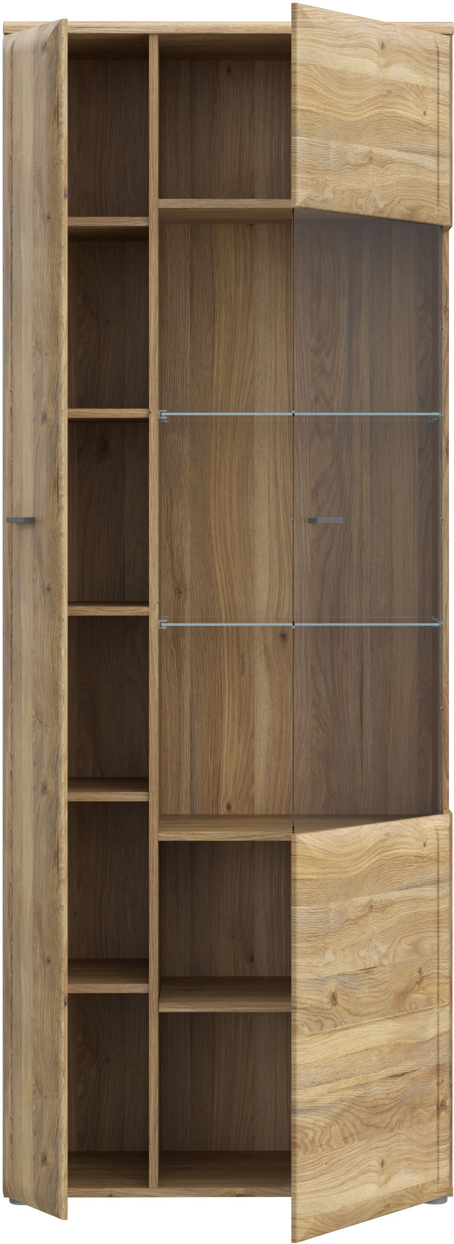 FORTE Vitrine »Akinori«, (B/H/T 75,1/197,6/41,8 cm), Highboardvitrine, Glastüre, Soft Close, MDF Front, Metallgriffe