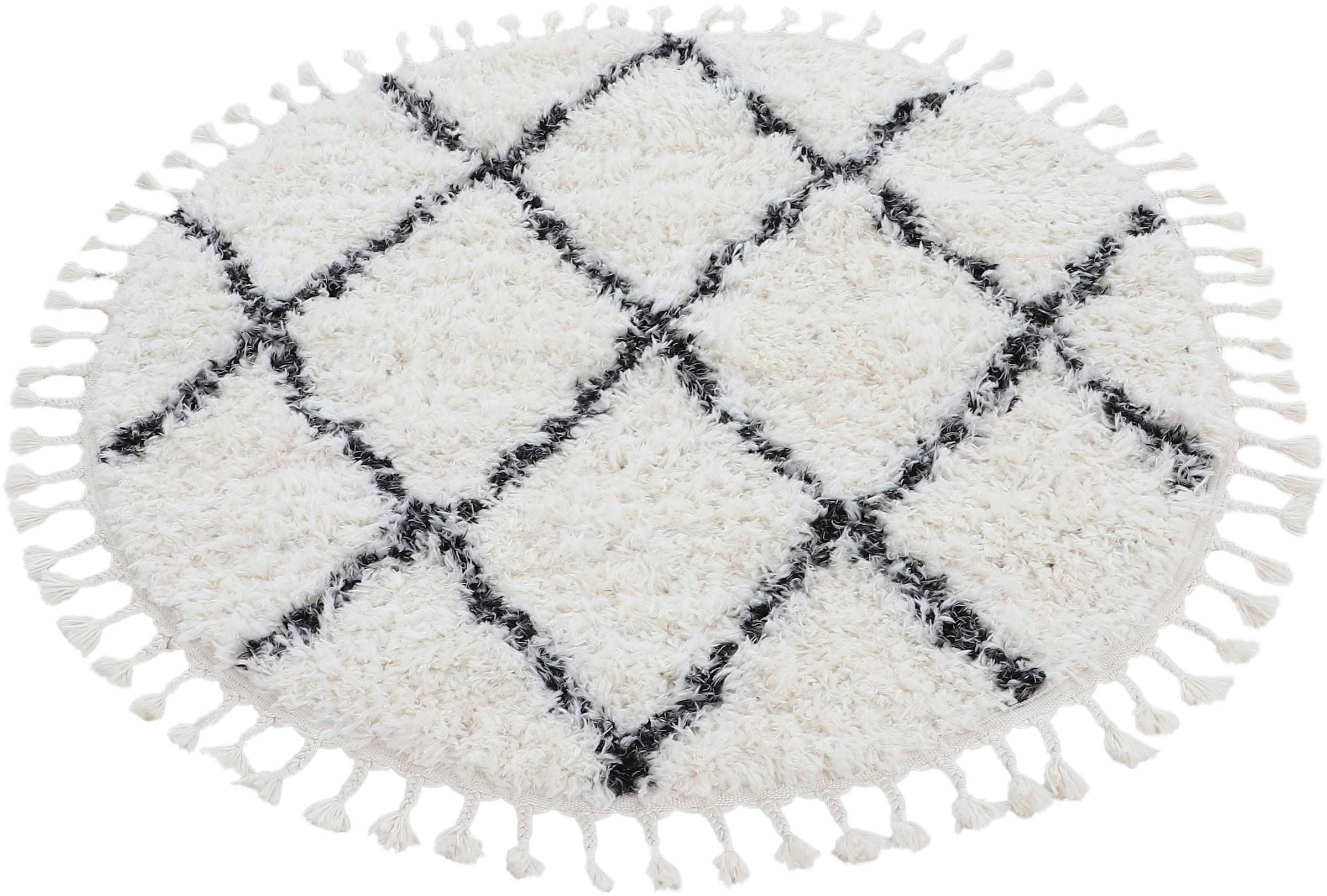 carpetfine Hochflor-Teppich »Eddy«, rund, 30 mm Höhe, Shaggy Langflor mit Fransen, starke Größenauswahl, Wohnzimmer