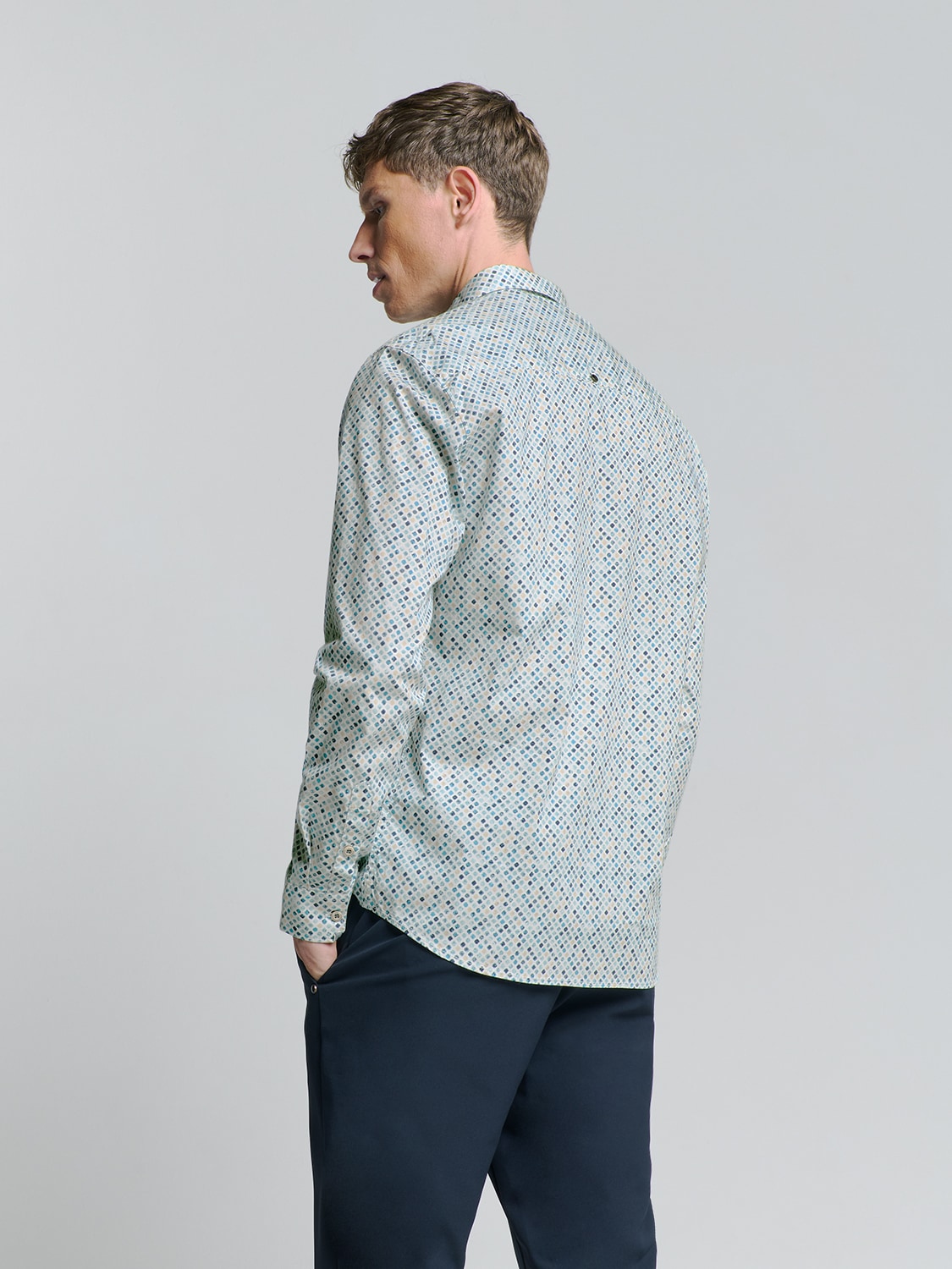 NO EXCESS Langarmhemd »No Excess Stretchhemd Shirt Stretch Allover Printed«