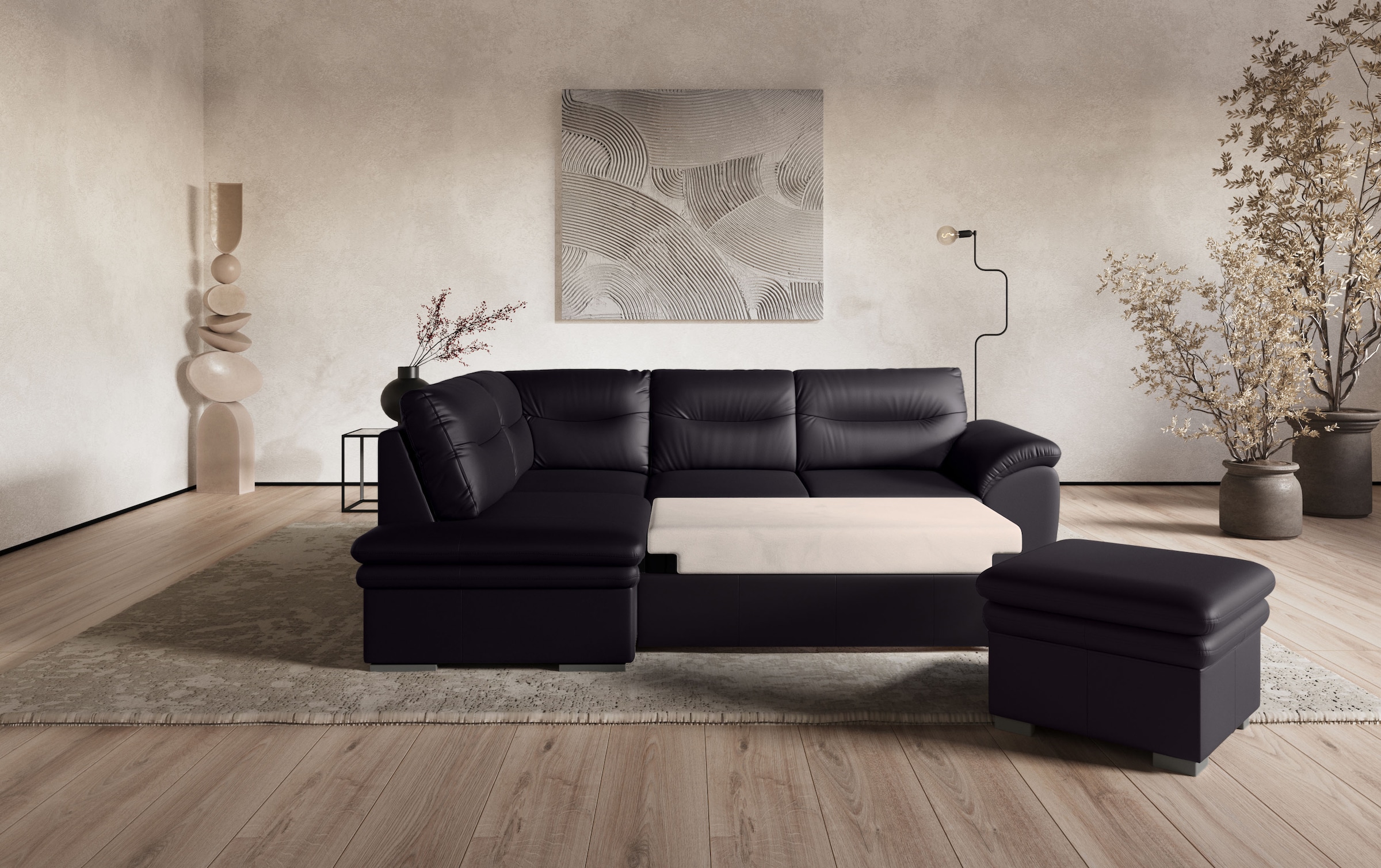 COTTA Ecksofa »Leandra L-Form«, wahlweise mit Bettfunktion & Bettkasten
