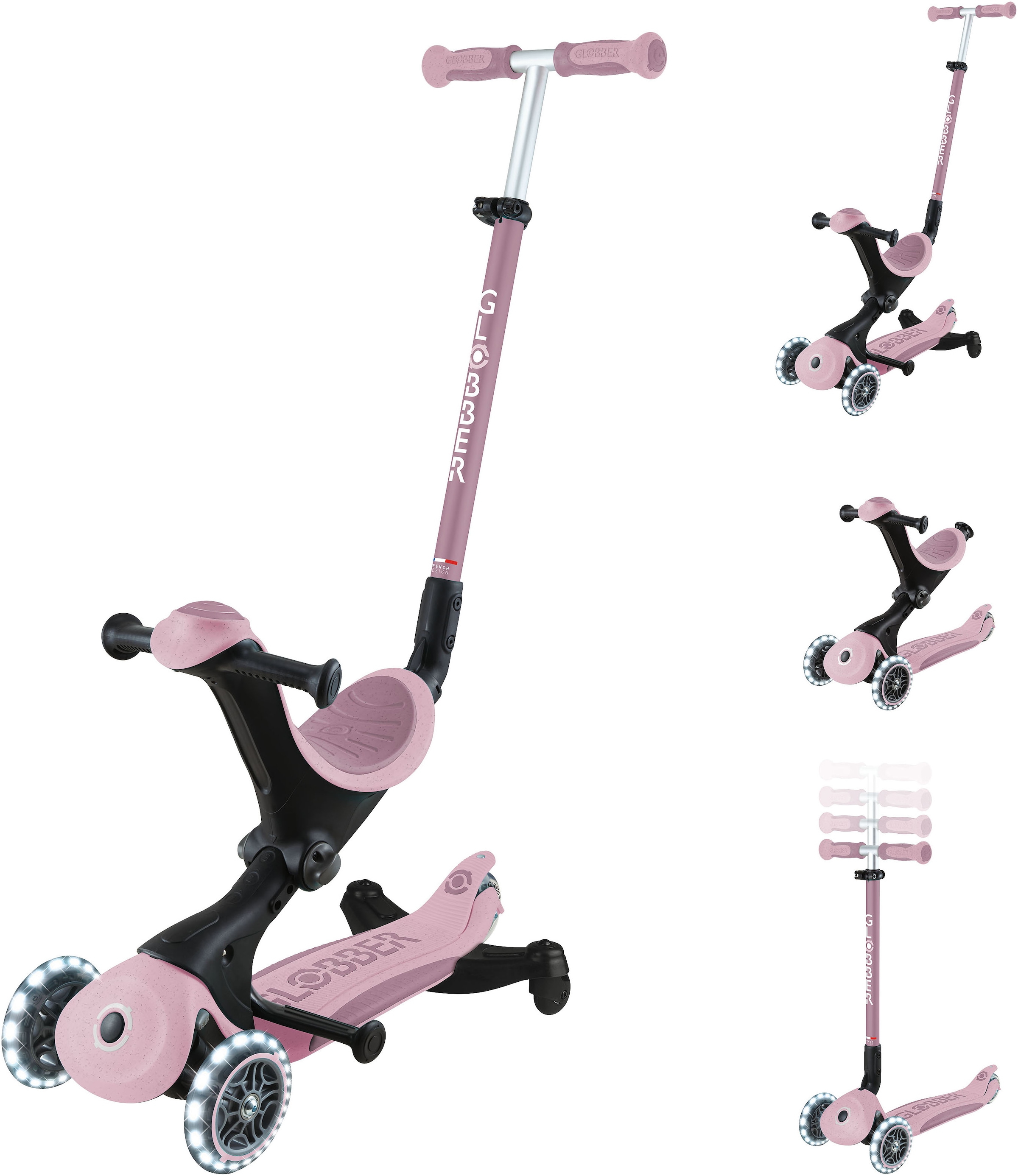 Globber Tretroller »GO-UP DELUXE LIGHTS ECO 360, mit Leuchtrollen«