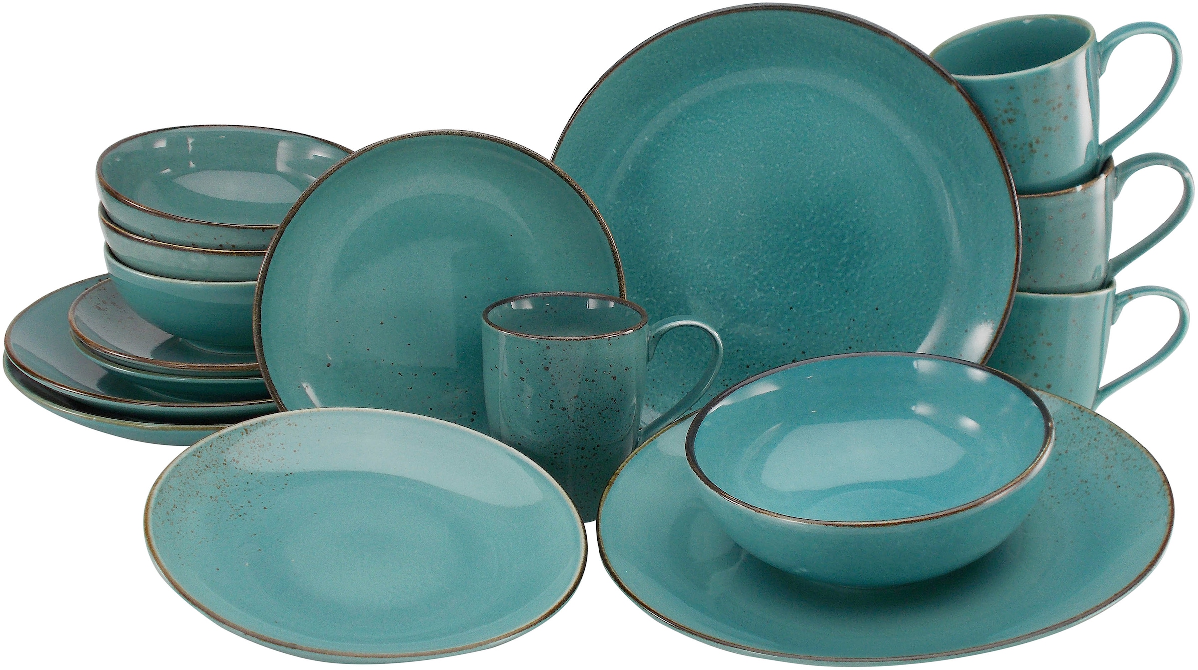 CreaTable Kombiservice »Nature Collection, Kombi-Service 16-tlg«, (Set, 16 tlg.), Handwerklicher Look, Vintage