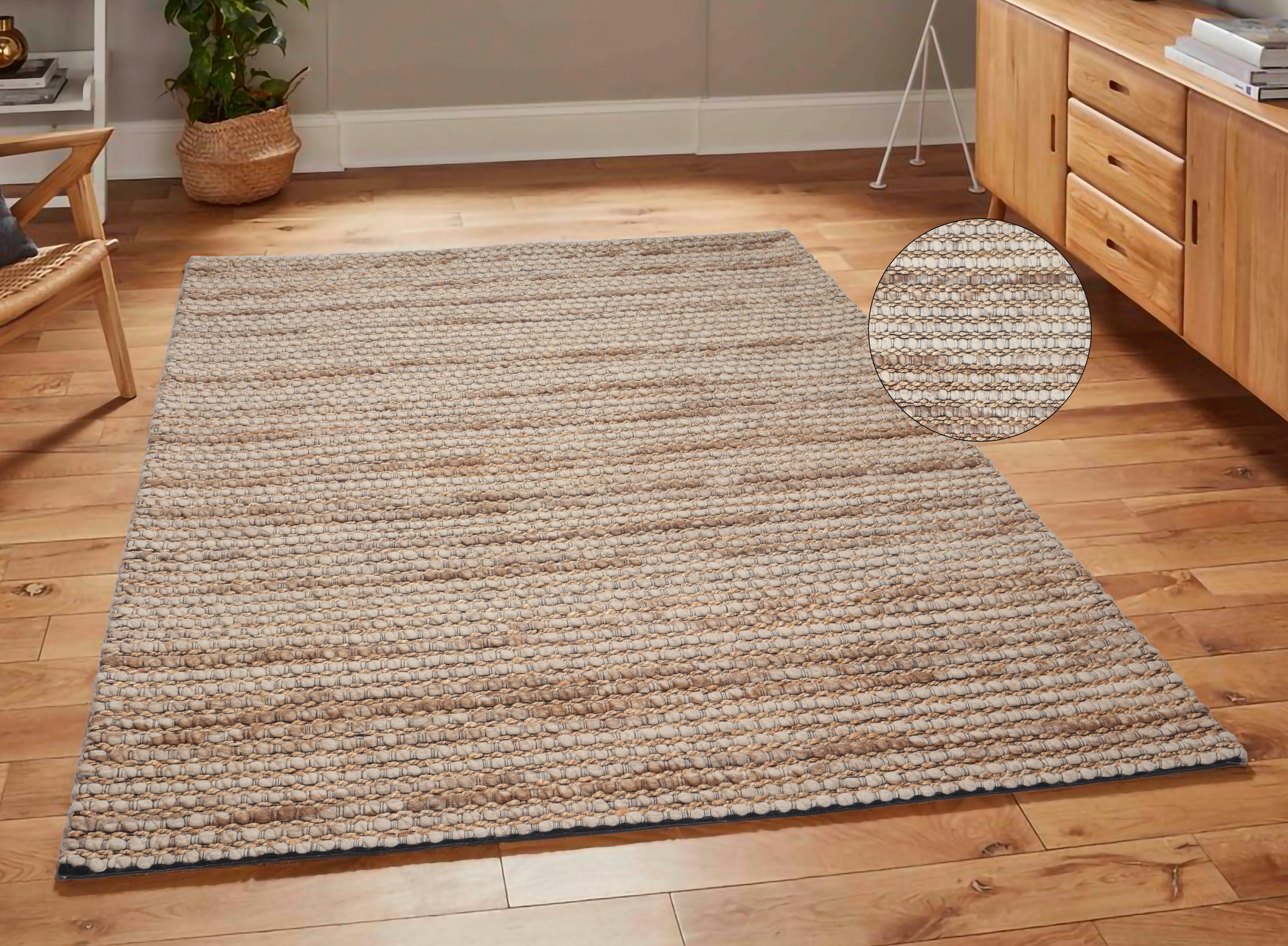 my home Wollteppich »Leevy, Wolle und Jute- handgewebt«, rechteckig, 25 mm günstig online kaufen