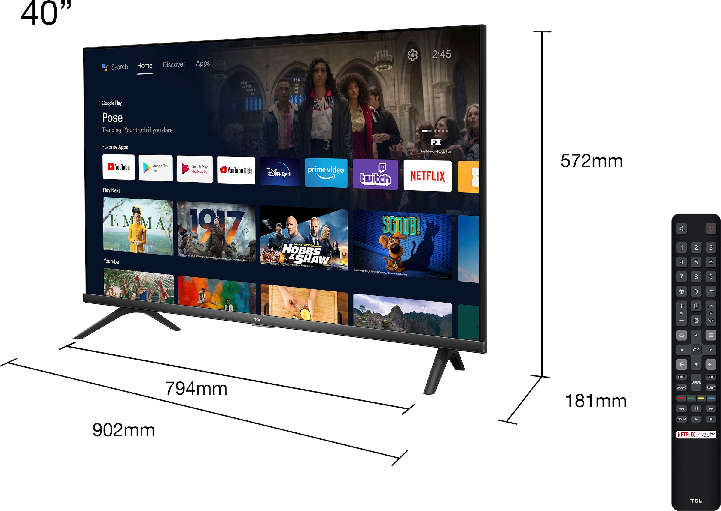 TCL LED-Fernseher »40S6203X1«, Full HD, Android TV-Smart-TV