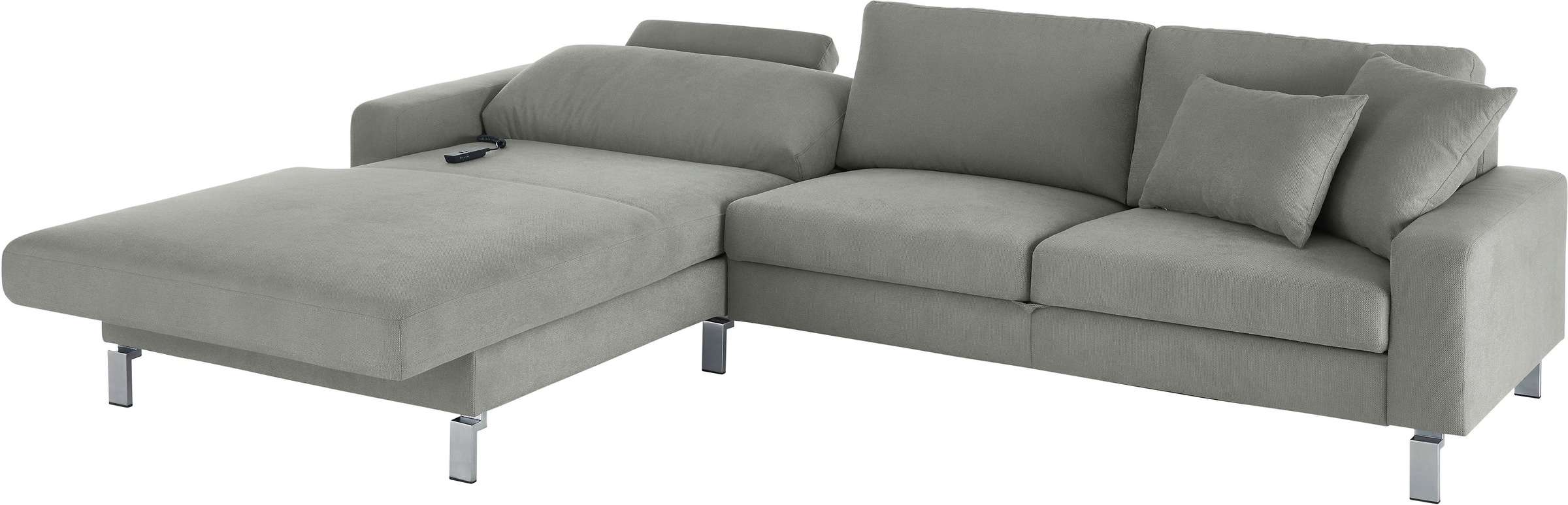 3C Candy Ecksofa »Lecce, wahlweise PUR-Schaumstoff oder Tonnentaschenfederkern«, Bett im 2,5-Sitzer, teilmotorische Schlaffunktion im Longchair, L-Form