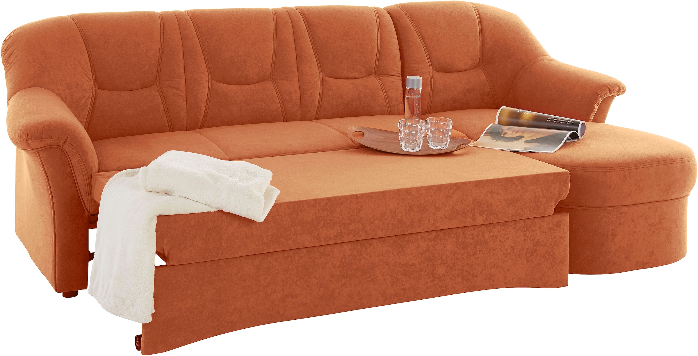 DOMO collection Ecksofa »Sarafina zeitlos und komfortabel, optional mit Federkern, L-Form«, wahlweise mit Bettfunktion