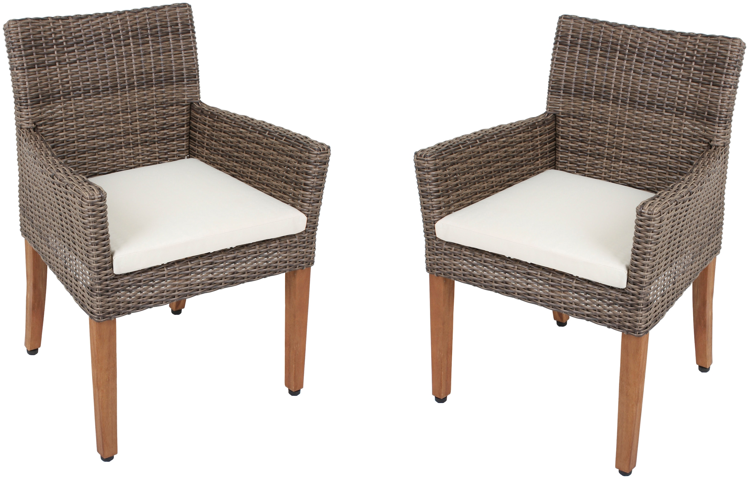 Garden Pleasure Gartenstuhl »PALA« (Set) 2 Stk. 2er Set, Akazie/Polyrattan, günstig online kaufen