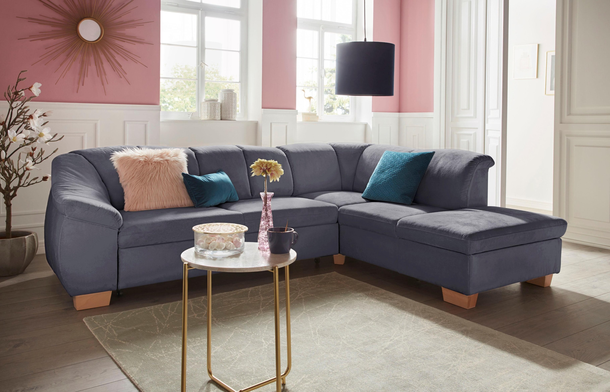 sit&more Ecksofa »Santo L-Form«, mit Federkern, wahlweise mit Bettfunktion günstig online kaufen