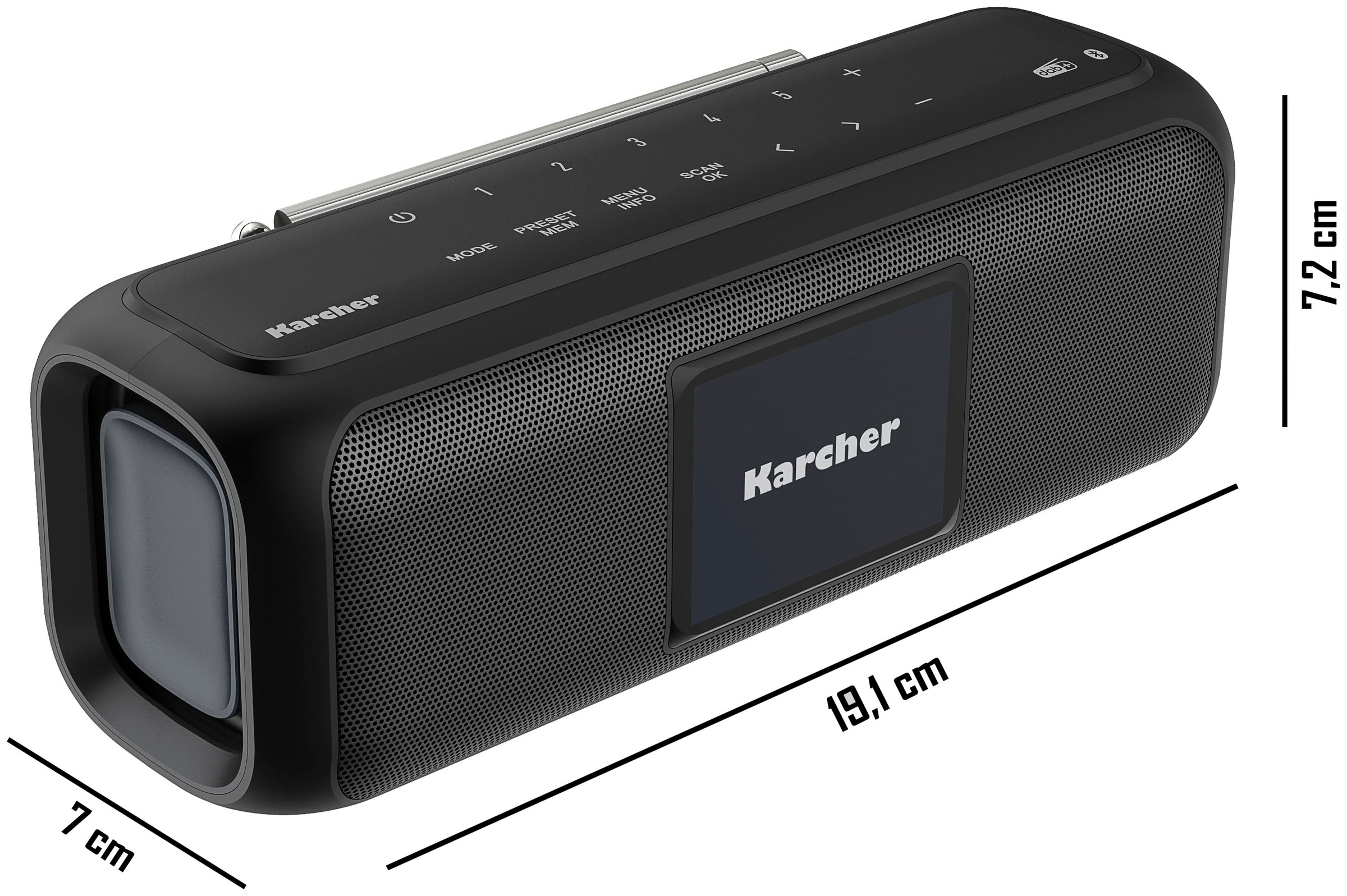 Karcher Digitalradio (DAB+) »DAB Go Bluetooth Lautsprecher«, (Bluetooth Digitalradio (DAB+)-UKW mit RDS 5 W), Bluetooth-Speaker mit Trageschlaufe, Bluetooth, Stereo, Farbdisplay
