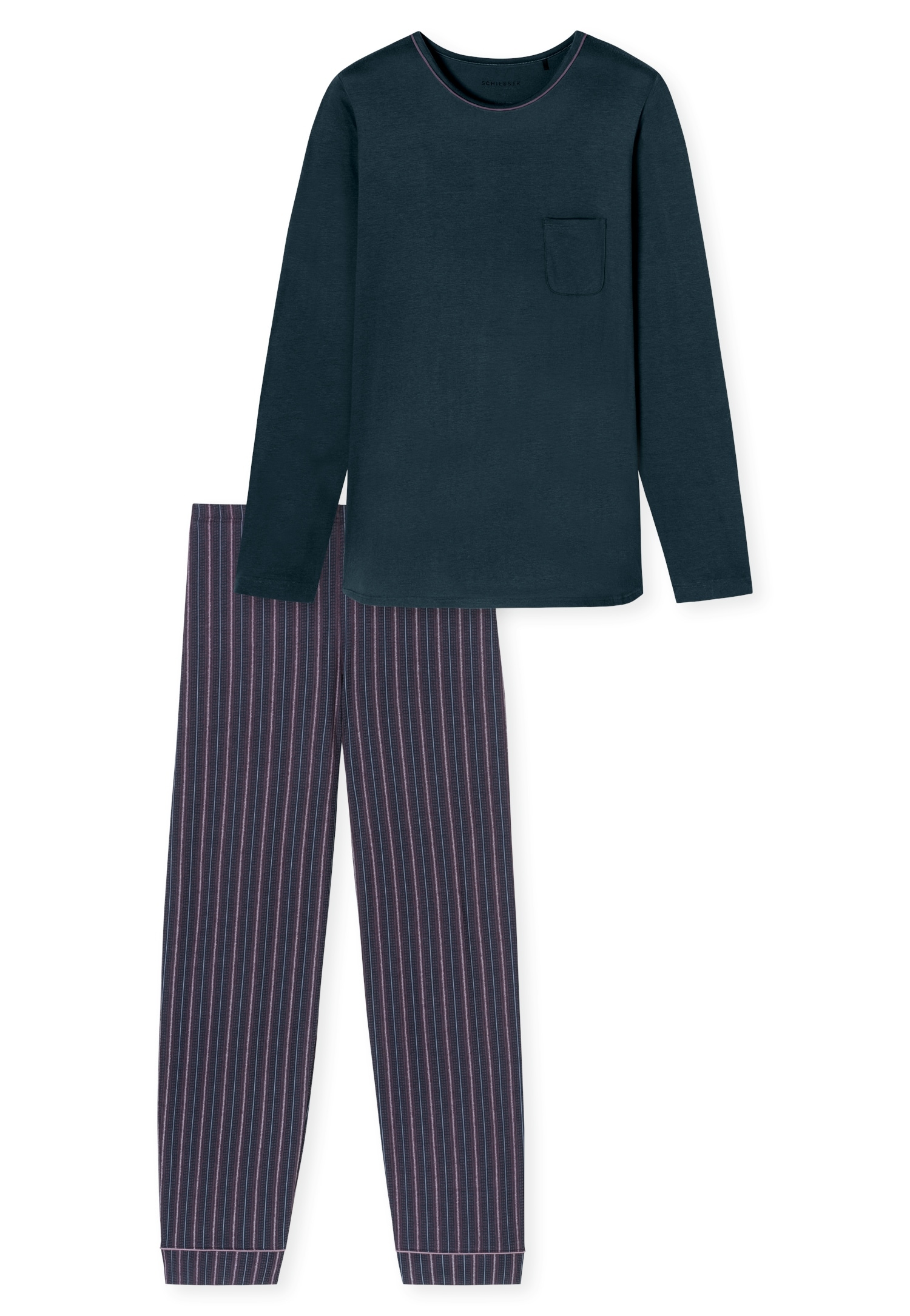 Schiesser Schlafanzug »Comfort Nightwear«, (2 tlg.), mit cooler Muster-Hose