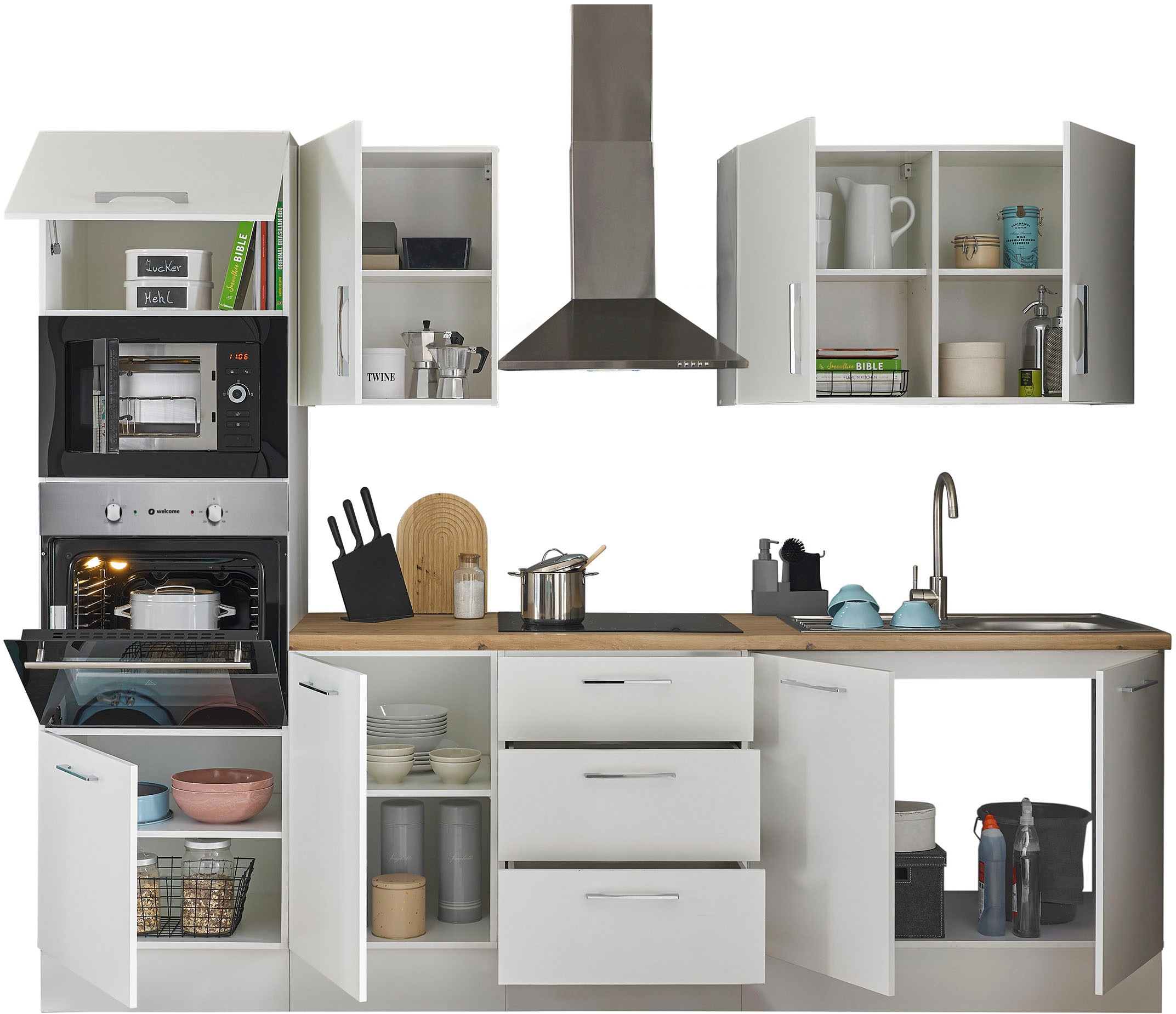 BASIC by Balculina Küchenzeile »Turin«, Breite 270 cm, wahlweise mit E-Geräten