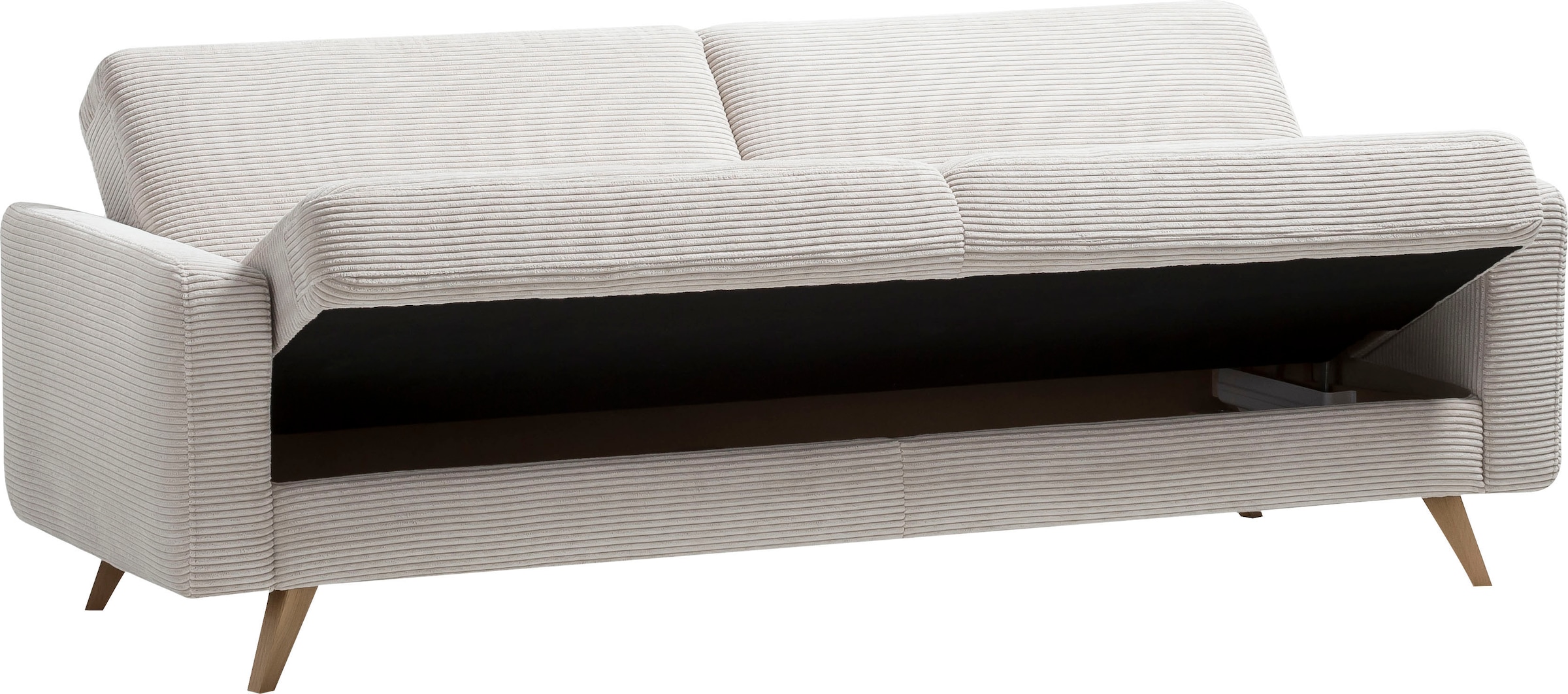 exxpo - sofa fashion 3-Sitzer »Samso, elegant und bequem, aktueller Cord Bezug, Kippcouch«, hochwertige Verarbeitung, Schlafsofa inkl. Bettfunktion und Bettkasten