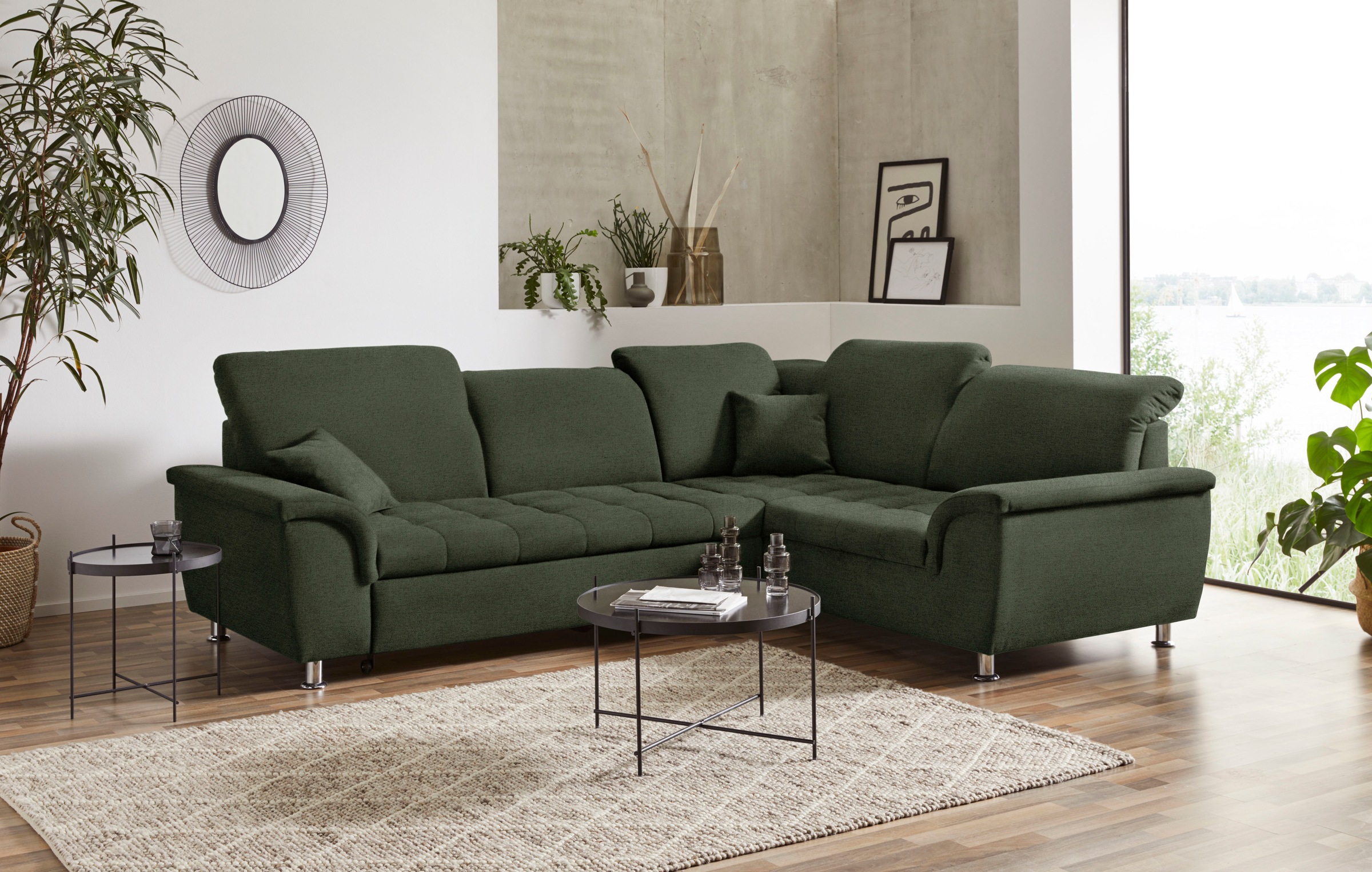DOMO collection Ecksofa »Franzi, zeitlos und elegant, moderne Sitzheftung, günstig online kaufen