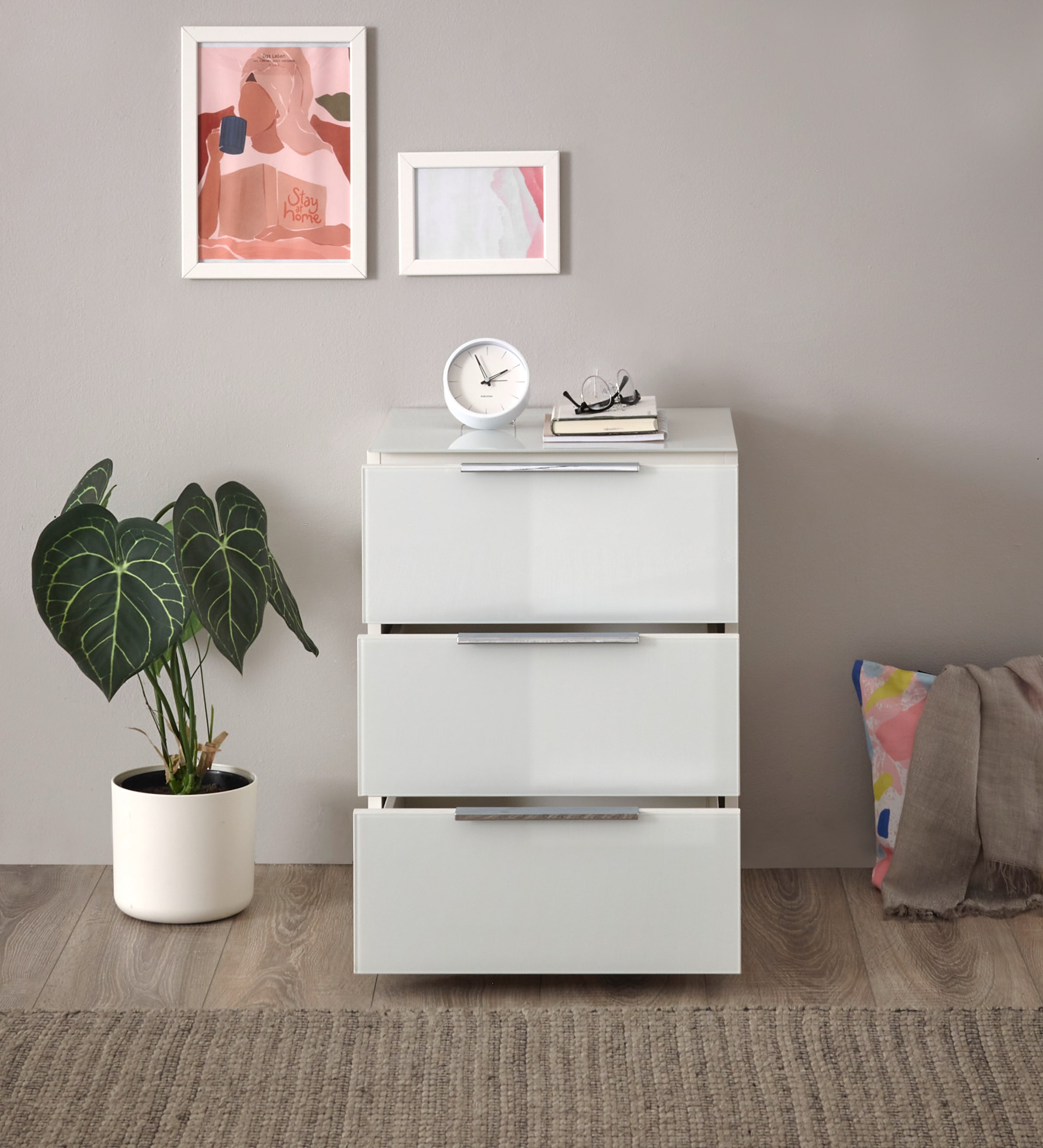 HBZ Kommode »Santorin Nachtkonsole, BxHxT 45x61x40 cm«, (1 St.), Breite 45cm, Softclose für Schubkästen, Melaminbeschichtung