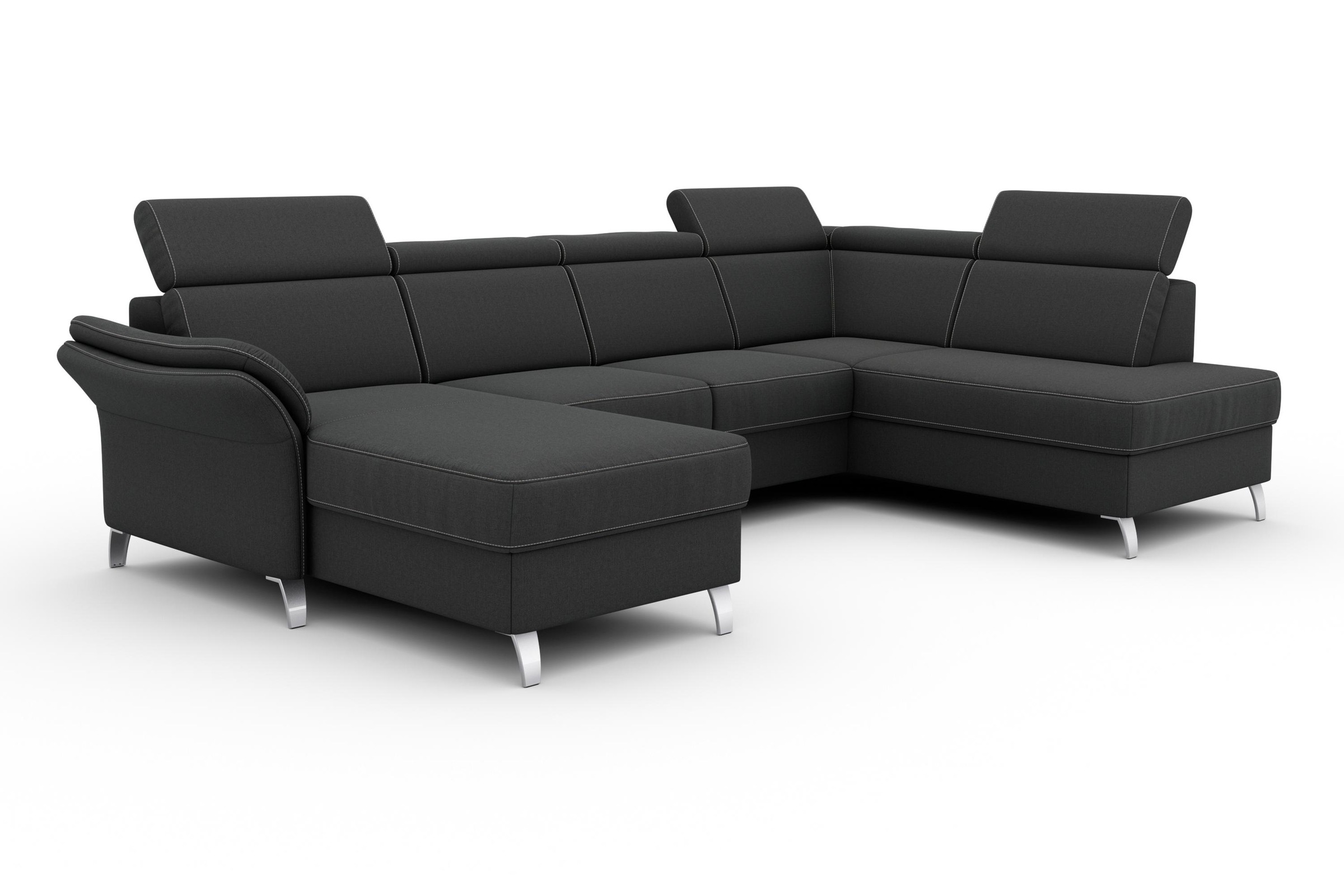 sit&more Wohnlandschaft »Vincenzo U-Form«, inklusive Kopfteilverstellung, wahlweise mit Bettfunktion, Bettkasten