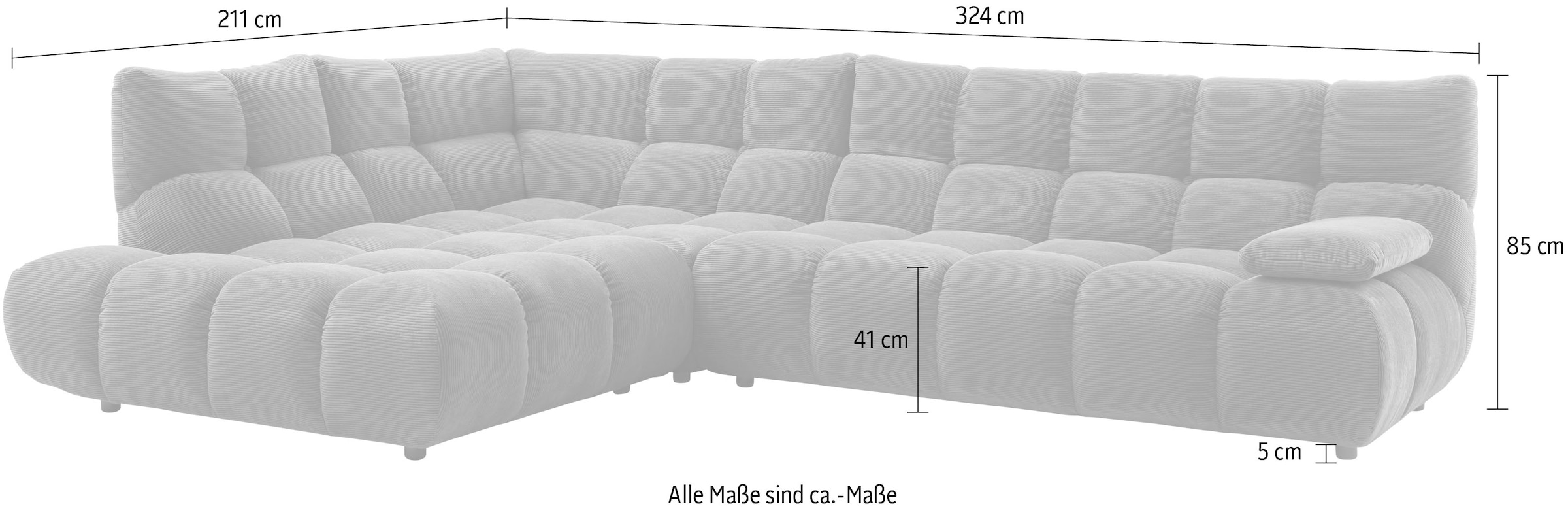 Home affaire Ecksofa »Cozy Bubble, mit klappbarer Armlehne, Breite 324 cm«
