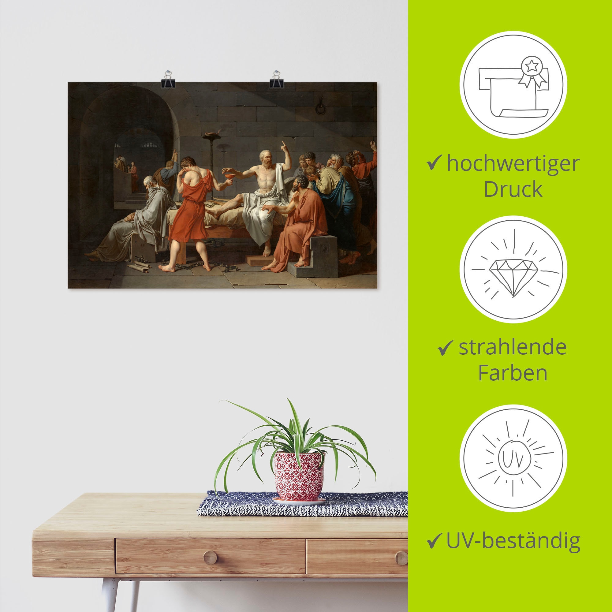Artland Wandbild »Der Tod des Sokrates. 1787«, Gruppen & Familien, (1 St.), als Alubild, Leinwandbild, Wandaufkleber oder Poster in versch. Größen