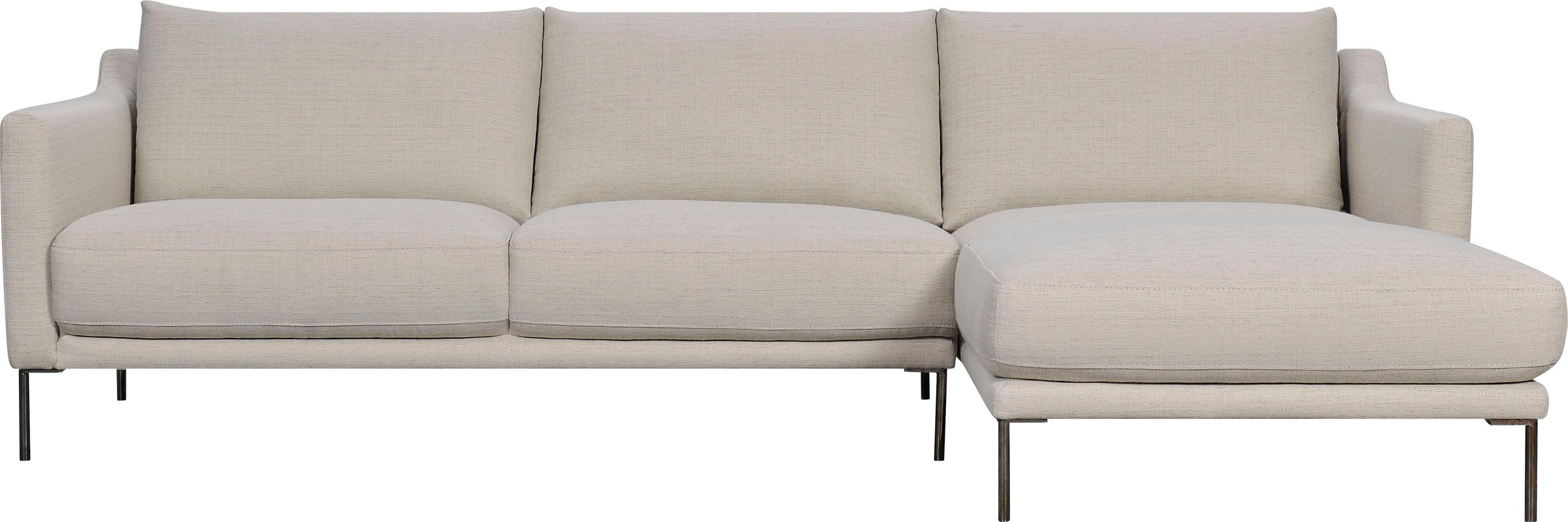 Leonique Ecksofa »Denver«, (2 St.), Ecksofa, L-Form rechts, Stoff beige, abwaschbar, ca. 269x158x44 cm