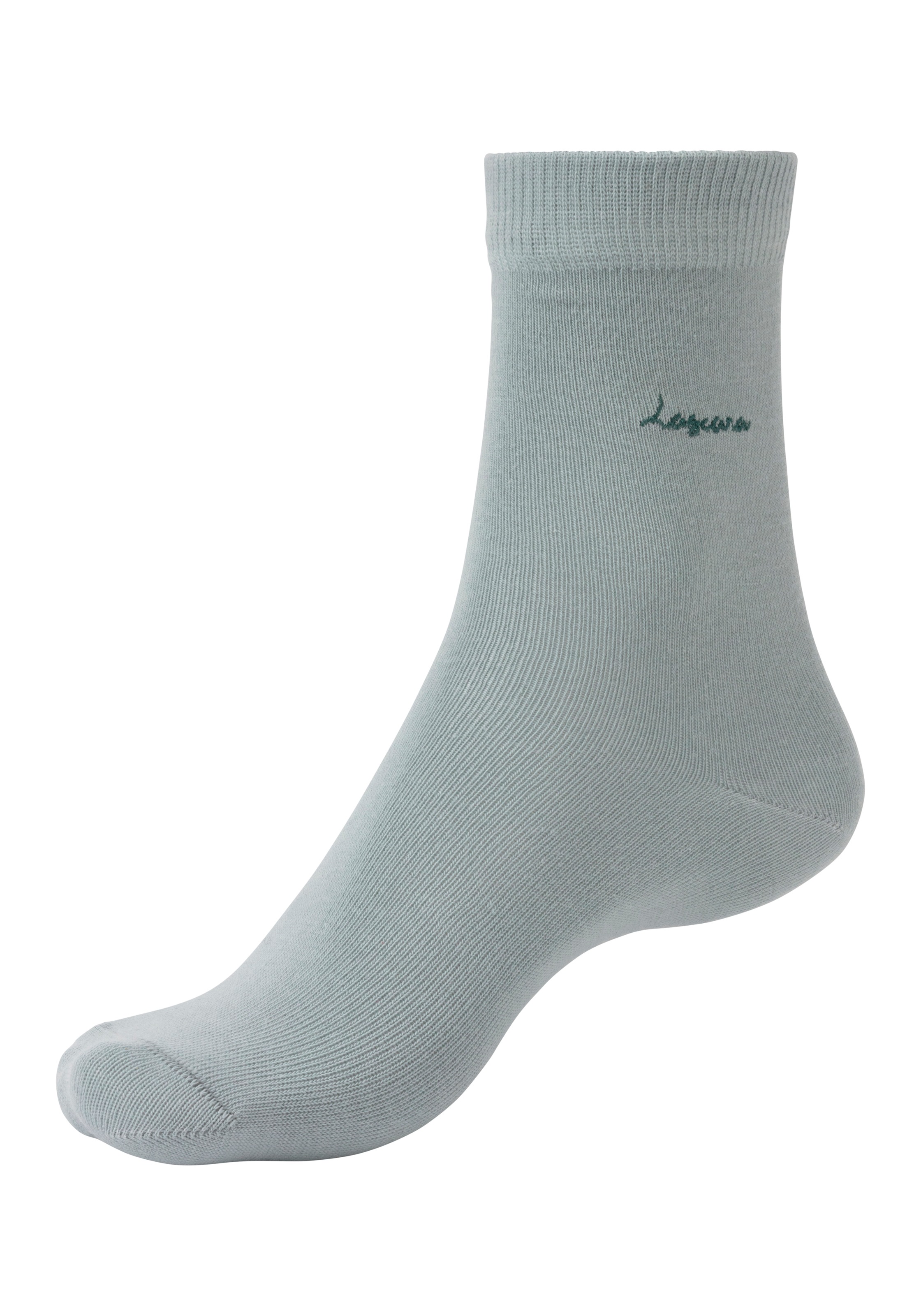 LASCANA Basicsocken, (Box, 7 Paar), mit hochwertiger Logo Stickerei